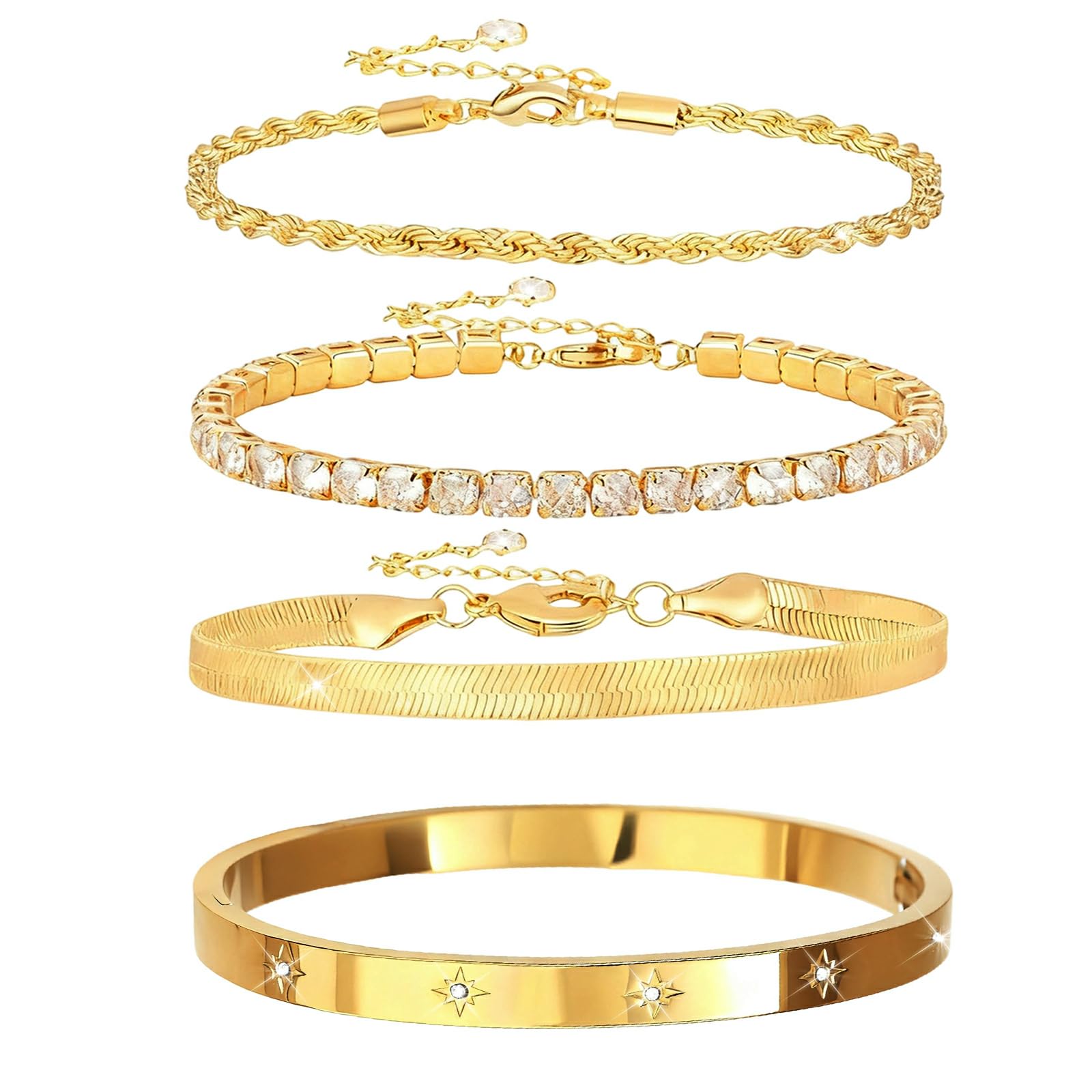 Guidre Juego de 10 brazaletes dorados boho para mujer, pulseras vintage apilables, juego de pulseras indias, brazaletes dorados para boda/fiesta, joyas para mujeres de boda