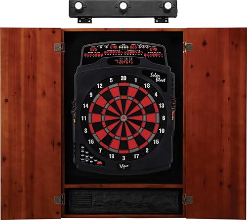 Vista 12 de Viper Solar Blast - Diana de dardos electrónica, gabinete de canela metropolitana y paquete de luz de diana Shadow Buster Espresso,Canela/Escapada