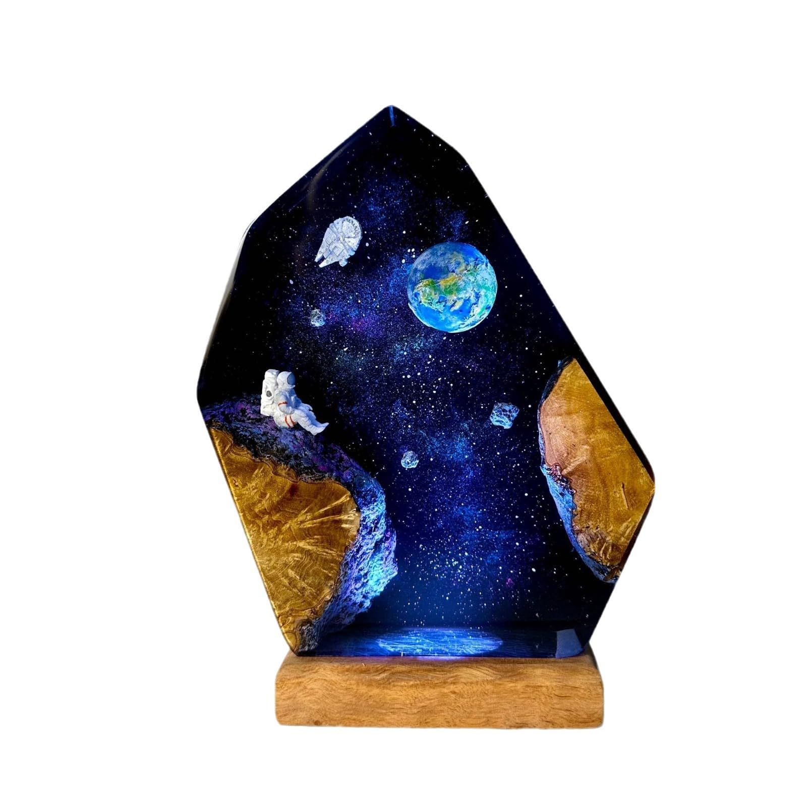 ZZPXMY Resin Ocean Lamp, Handmade Wooden Table Resin Lamp, Bedroom Decor, Night Lamps, Table Lamps, Resin Lamps, Ocean Lamps, Resin Wooden Lamps, Bedroom Decor Gifts (6 * 4in)