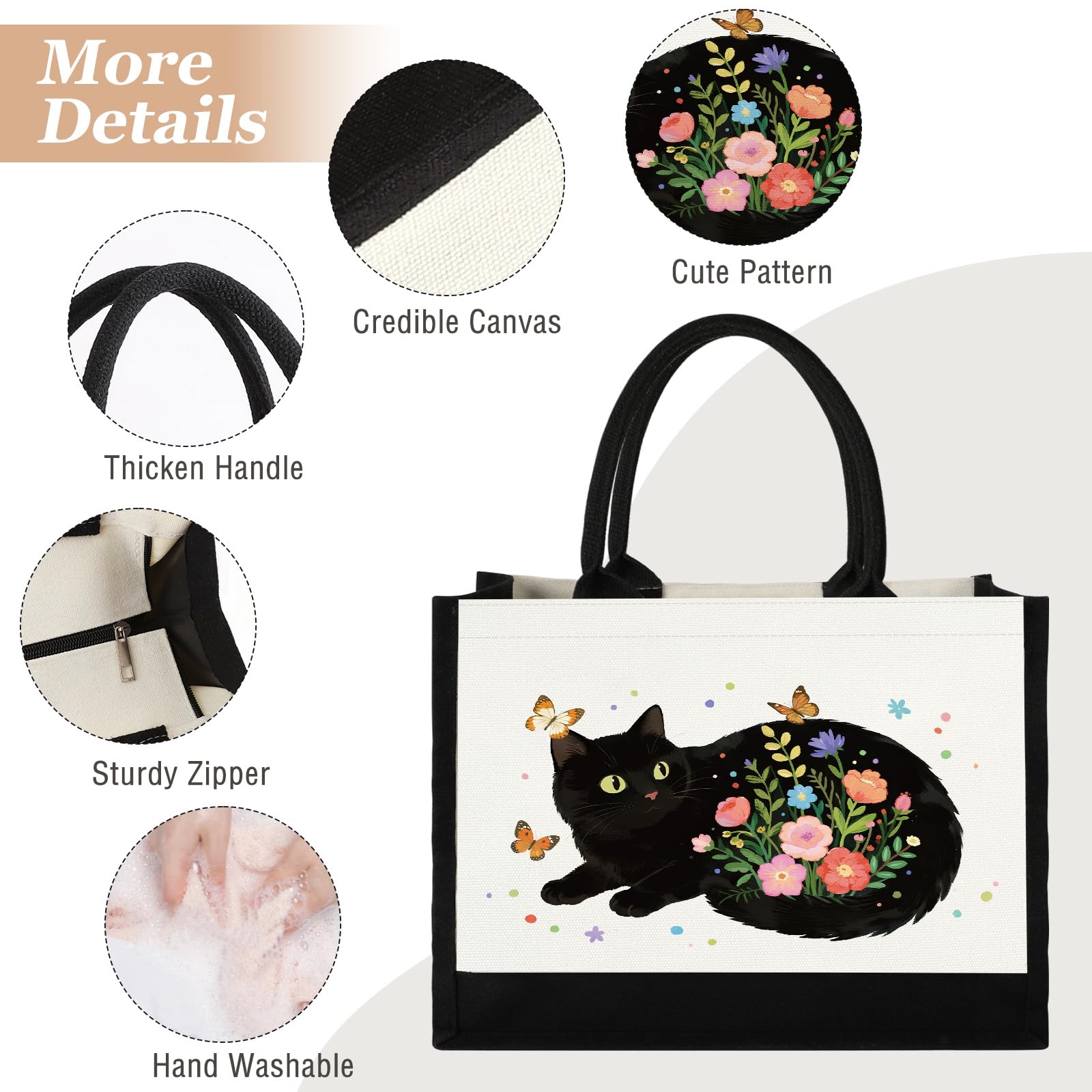 Bolsa de lona para mujer, bonitos regalos de gatos para amantes de los gatos, regalo para amantes de los animales, bolsa de playa reutilizable para mujeres, regalo de cumpleaños para mamá, hija,