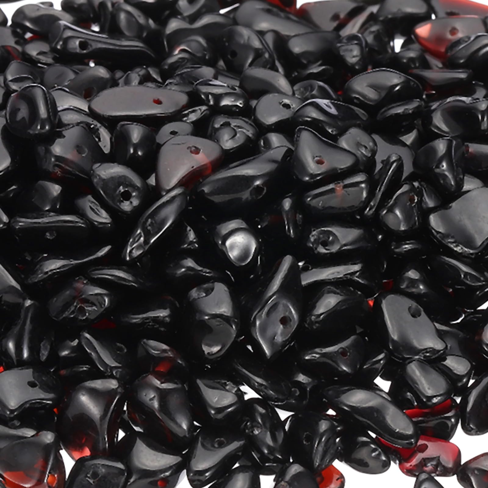 PATIKIL Chip Stone Natural Rock Beads Loose Gemstone Beads Drilled Strand for Jewelry Craft Making 400pcs, Black