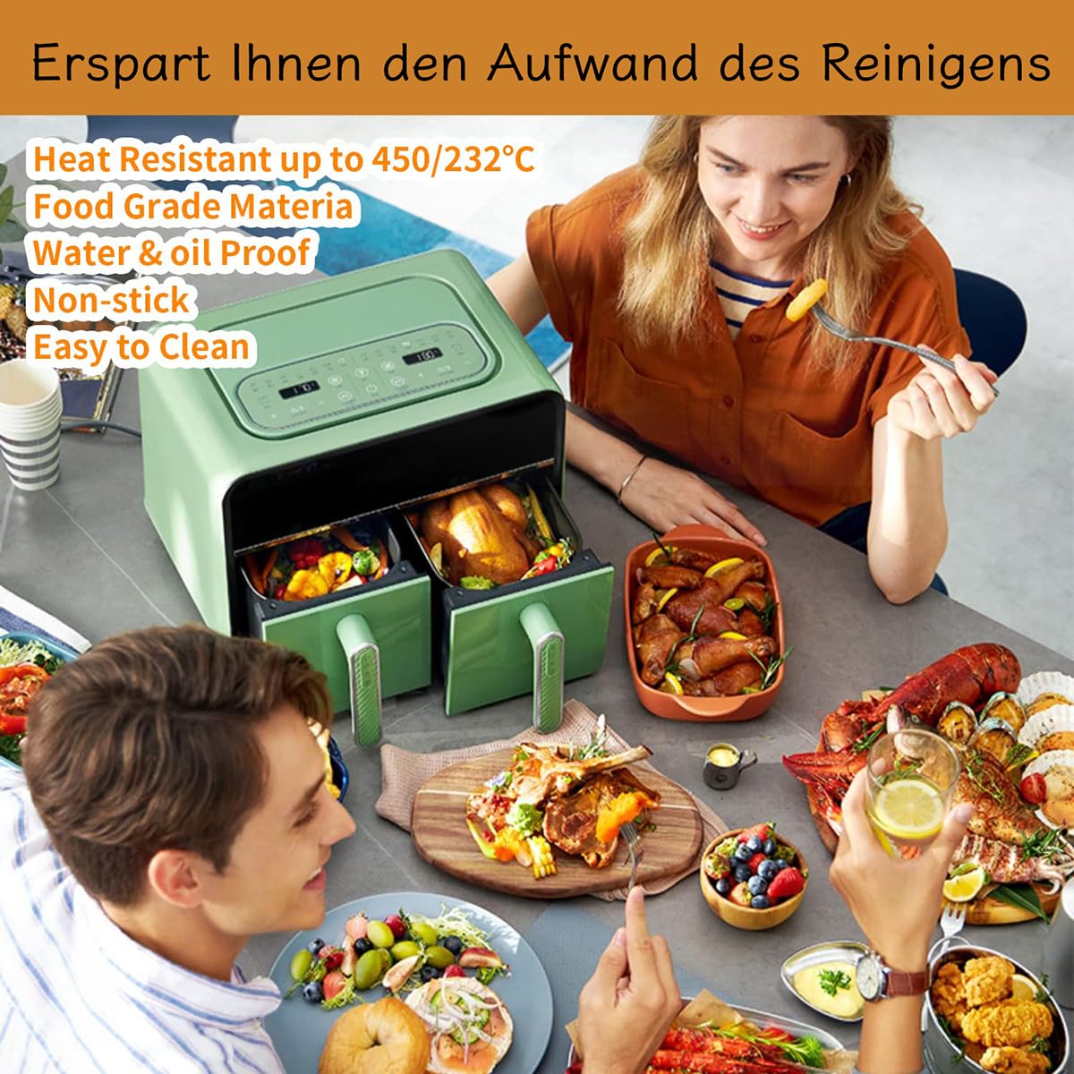 100 stuks bakpapier voor Ninja Foodi MAX AF400EU, 20 x 14 cm secties voor heteluchtfriteuse met dubbele kamer 100 stuks bakpapier voor Ninja Foodi MAX AF400EU, 20 x 14 cm secties voor heteluchtfriteuse met dubbele kamer