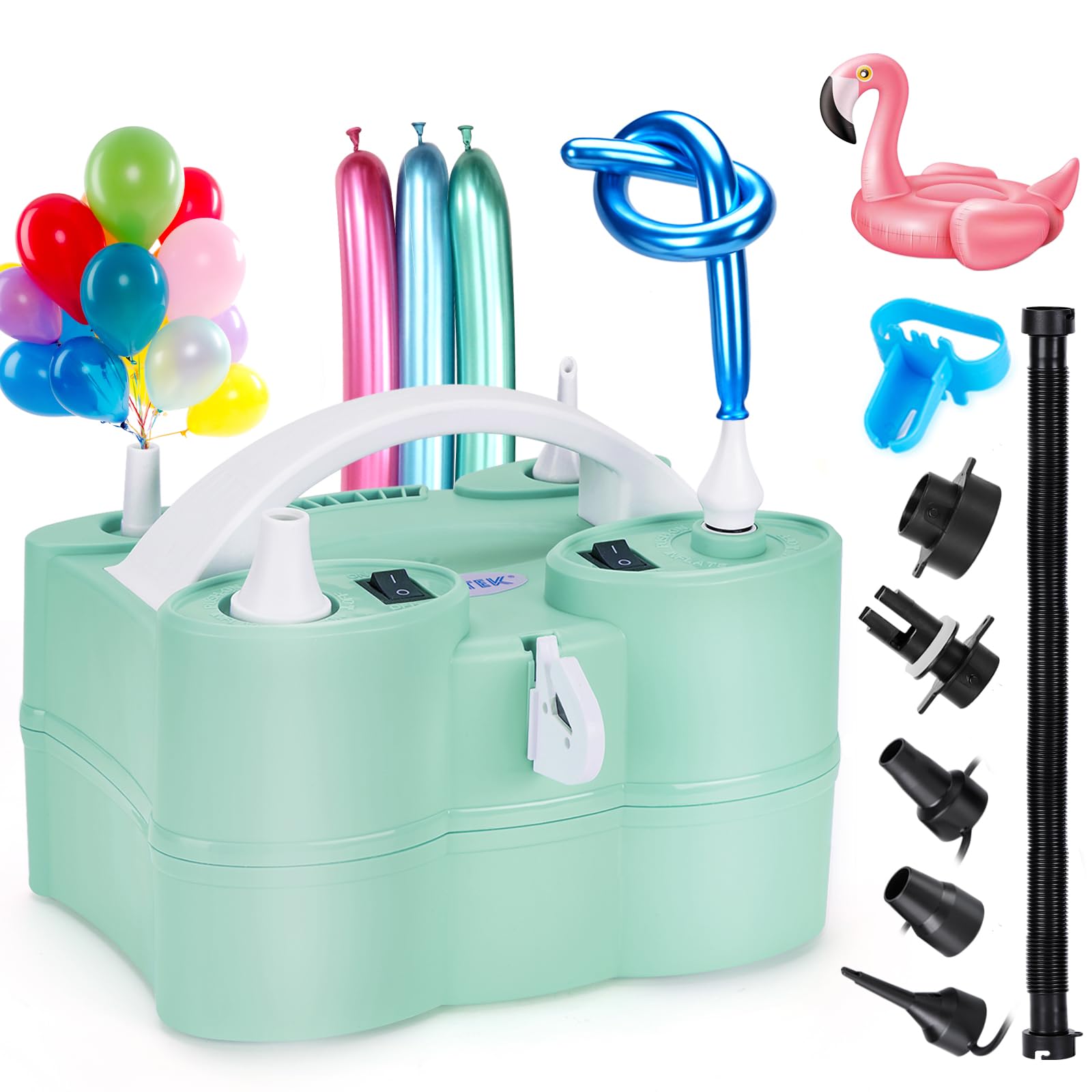 AGPtEK 3-in-1 Air Pump for Inflatables and Balloon Electric Air Balloon Pump 600W for Latex 260Q Foil Balloons with Hose Extension Quick-Fill Inflator Deflator for Air Mattress, Compression Bag