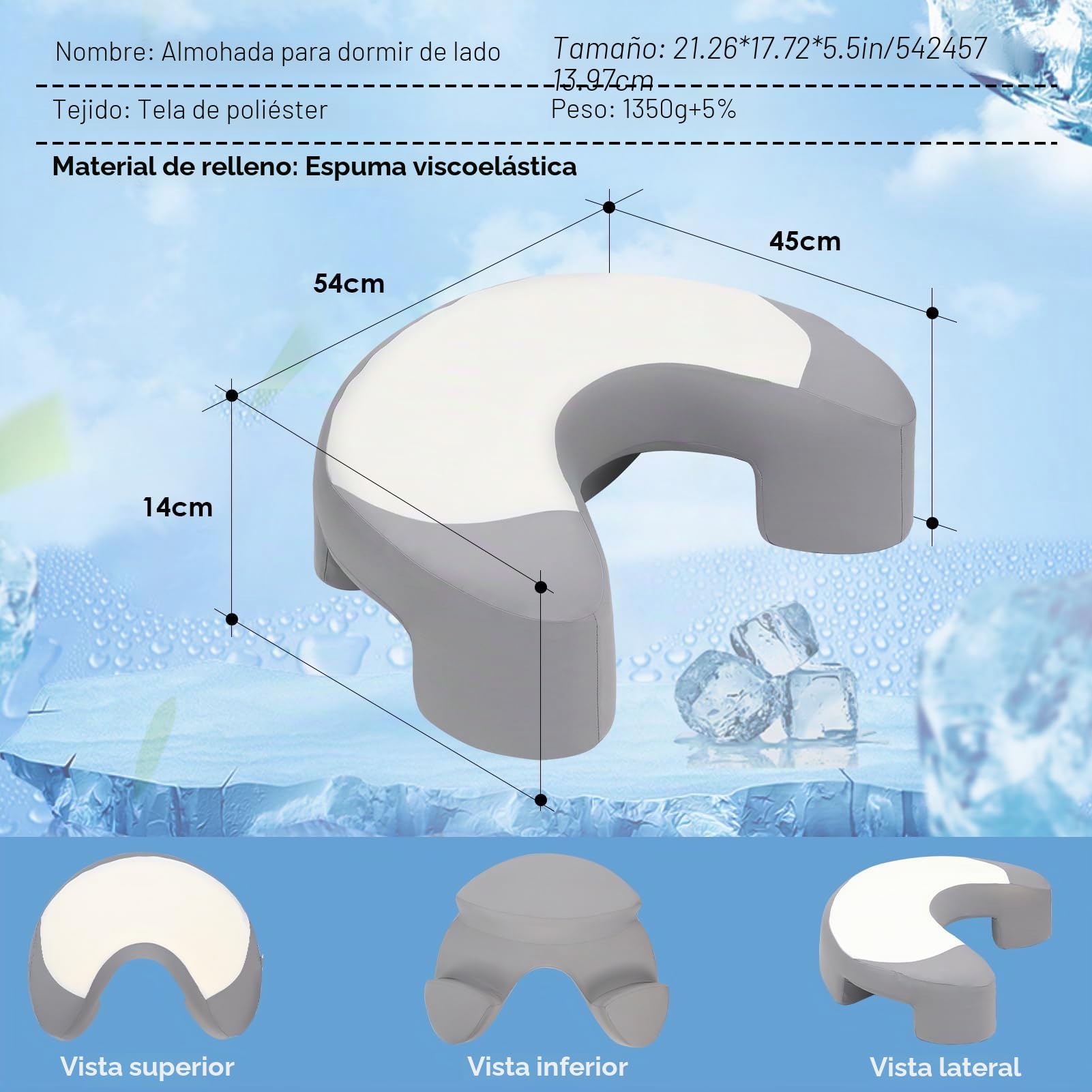 Wdmiya Almohada para Dormir de Lado de Seda, Almohada Ergonómico