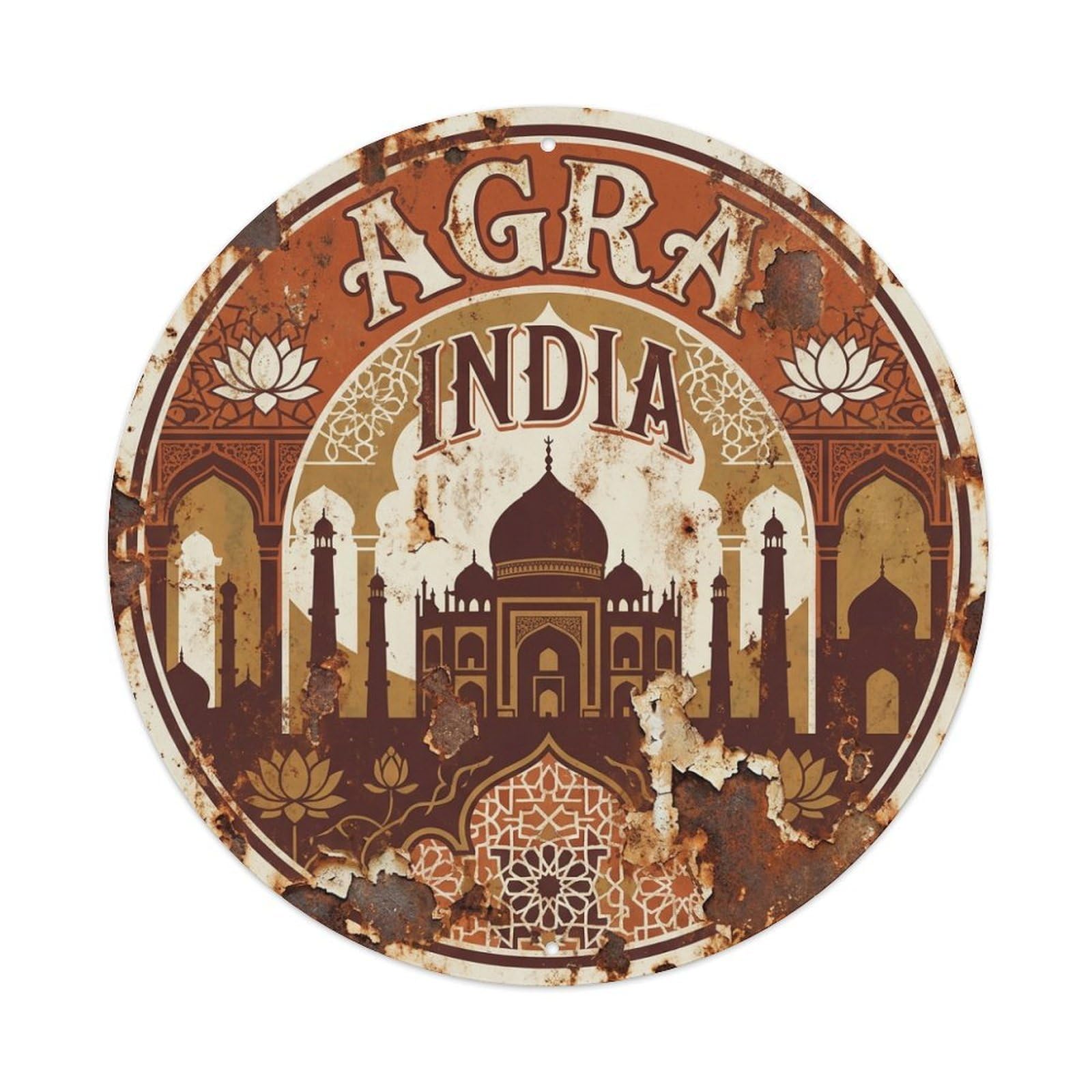 India Vintage Travel Agra Metal Tin Sign
