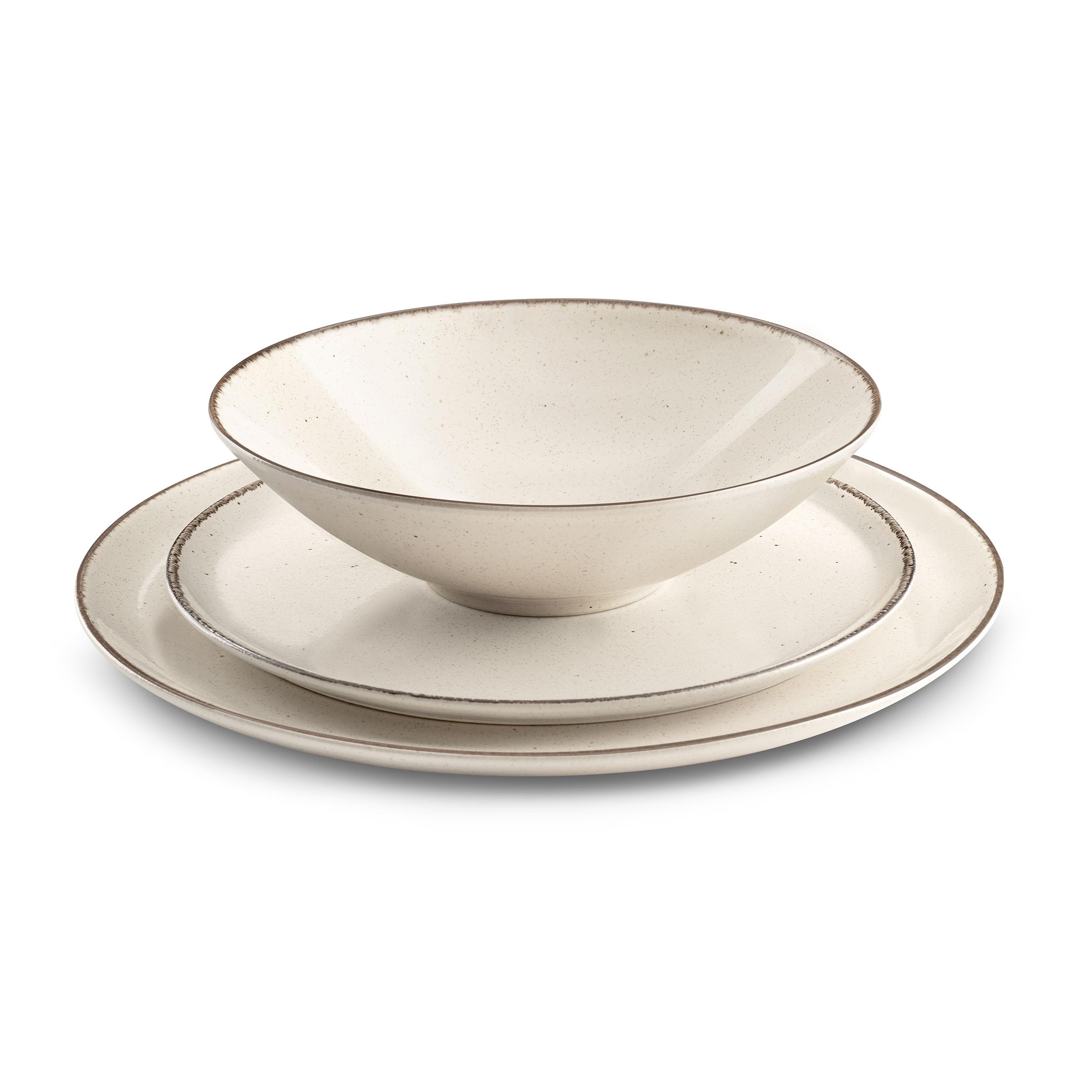 MÉDARD DE NOBLAT - Service vaisselle - Yumi - Grès - Lot de 18 assiettes - Beige