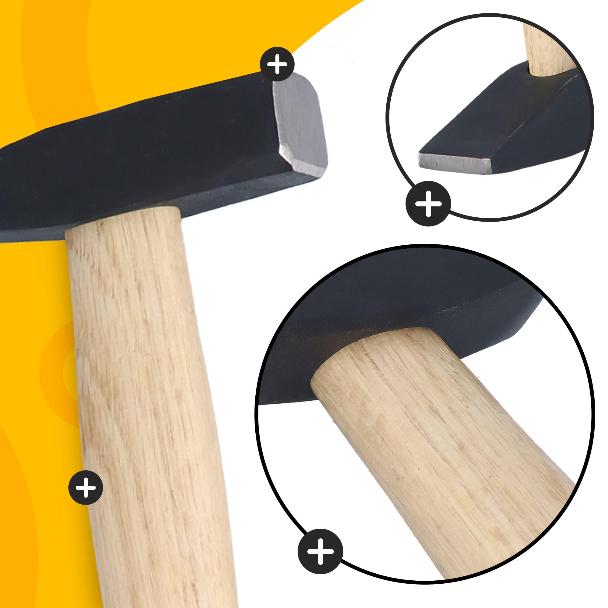 Martello Fabbro 200 G Manico Legno Robusto Testa Acciaio Forgiato Presa Ergonomica Comfort Lavoro Prolungato Officina Strumenti Professionali Metalli Precisione