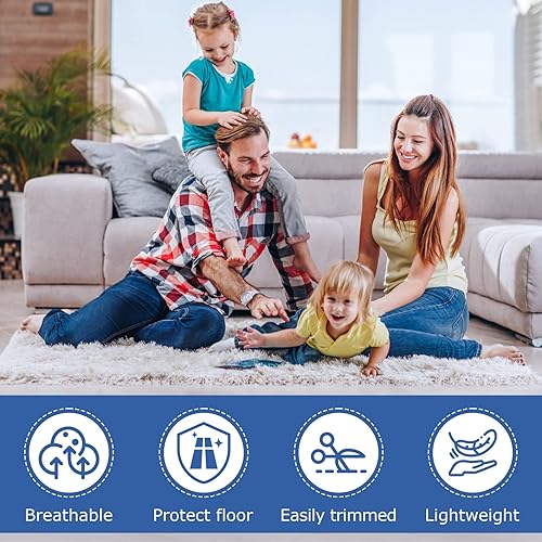 Miniatura 7 de OTraki Almohadilla antideslizante para alfombras de 2.9 x 3.2 pies para suelos de madera dura, se mantiene en su lugar y proporciona protección y