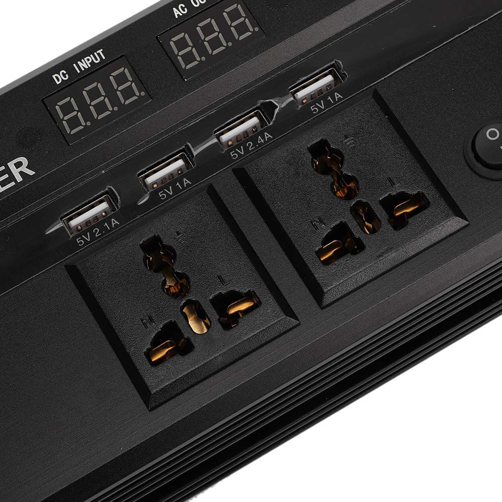 Przetwornica mocy 4000W DC 12V do AC 220V Falownik samochodowy z czystą falą sinusoidalną z 4 portami USB Podwójne wyjście AC, wyświetlacz LCD do domu i na zewnątrz