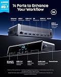 Anker Prime Docking Station (DL7400), 14-Port Triple Display with DisplayLink, 140W Max USB-C Port, Smart Display and Built-In Cooling Fan, Up to 8K, For macOS and Windows, DisplayLink Driver Required