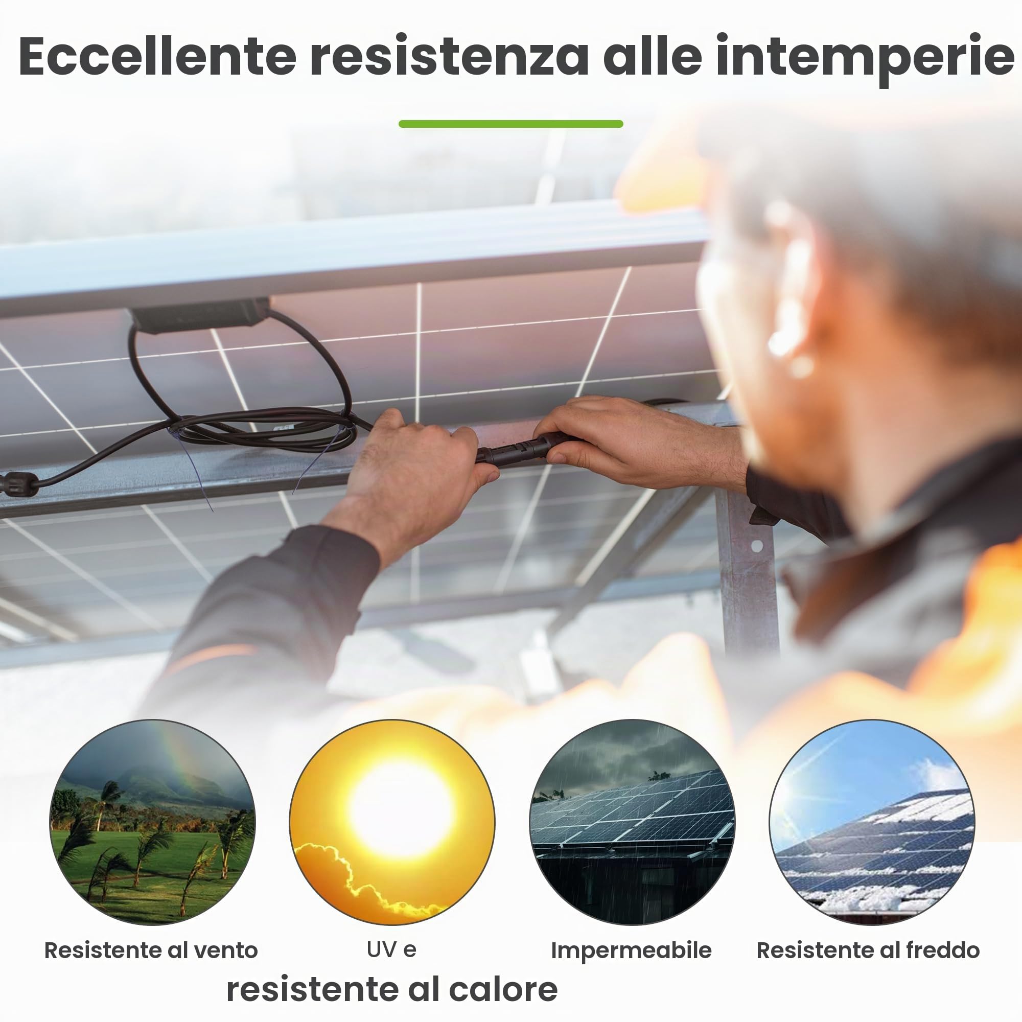 Offgridtec H07V-K cavo di messa a terra 10 mm² 450/750V, rame a fili sottili, isolamento XLPO e PVC ritardante di fiamma, certificato HAR, posa fissa, alta flessibilità (verde/giallo, 30 m)