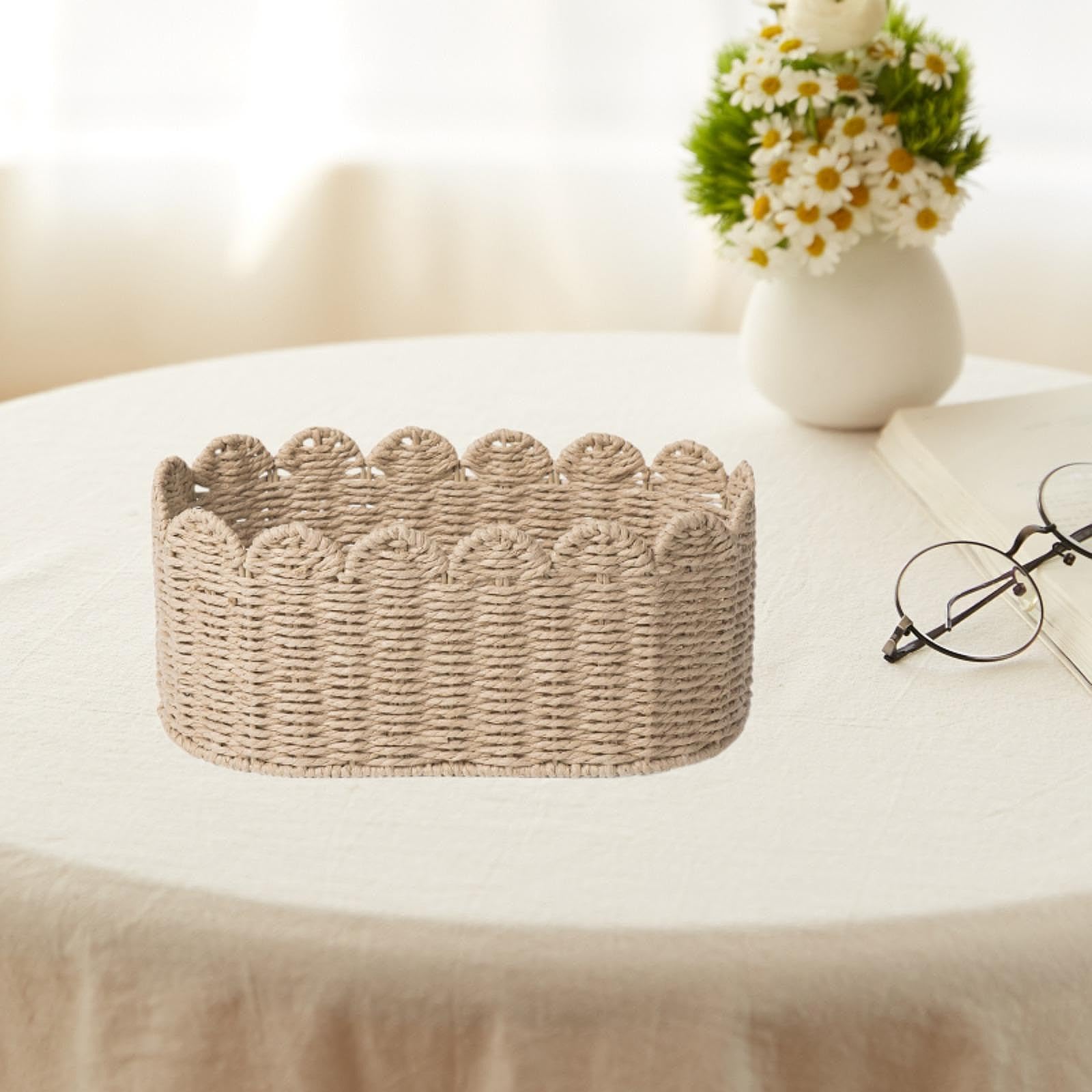 BNF®Handwoven Storage Basket Desktop Cosmetic Box for Shelf Countertop Farmhouse Small|Home & Garden|Household Supplies & Cleaning|Home Organization|Storage Bins & Baskets 1