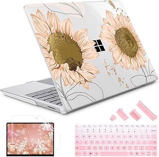 May Chen for 13.5 inch Microsoft Surface Laptop 3/4/5 with Metal Palm Rest Models: 1951/1868 (2022 2021 2019 Release), Hard Shell Case with Screen Protector + Keyboard Cover + Dust plug, Art sunflower