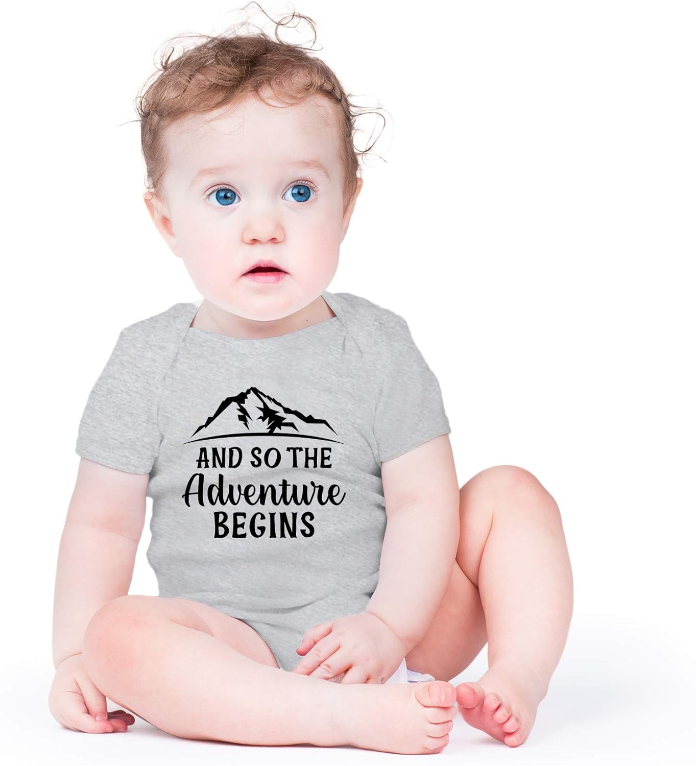 AW Fashions And So The Adventure Begins Baby Bodysuit Funny Cute Newborn Adorable Clothes for Boys Girls 6 Months Sports Grey image 2 of 4 B08L57DSK9