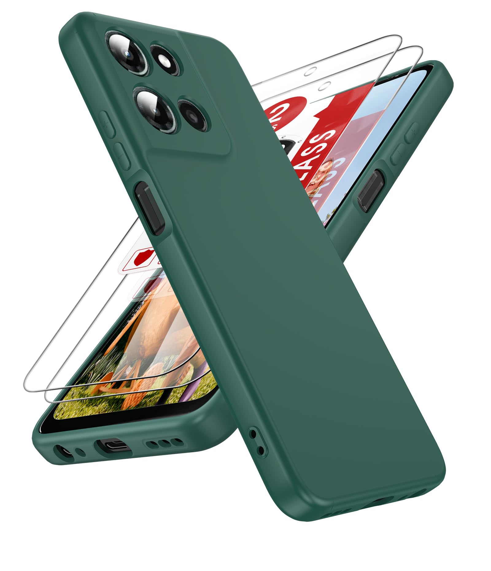 LeYifor Motorola Moto-G-2025 Phone Case: 【𝐍𝐨𝐭 𝐅𝐢𝐭 𝐆 𝐏𝐨𝐰𝐞𝐫】 Moto G 2025 Case with Screen Protector 2 Pack, Liquid Silicone Slim & Anti-Scratch Phone Case for Moto G 2025, Green