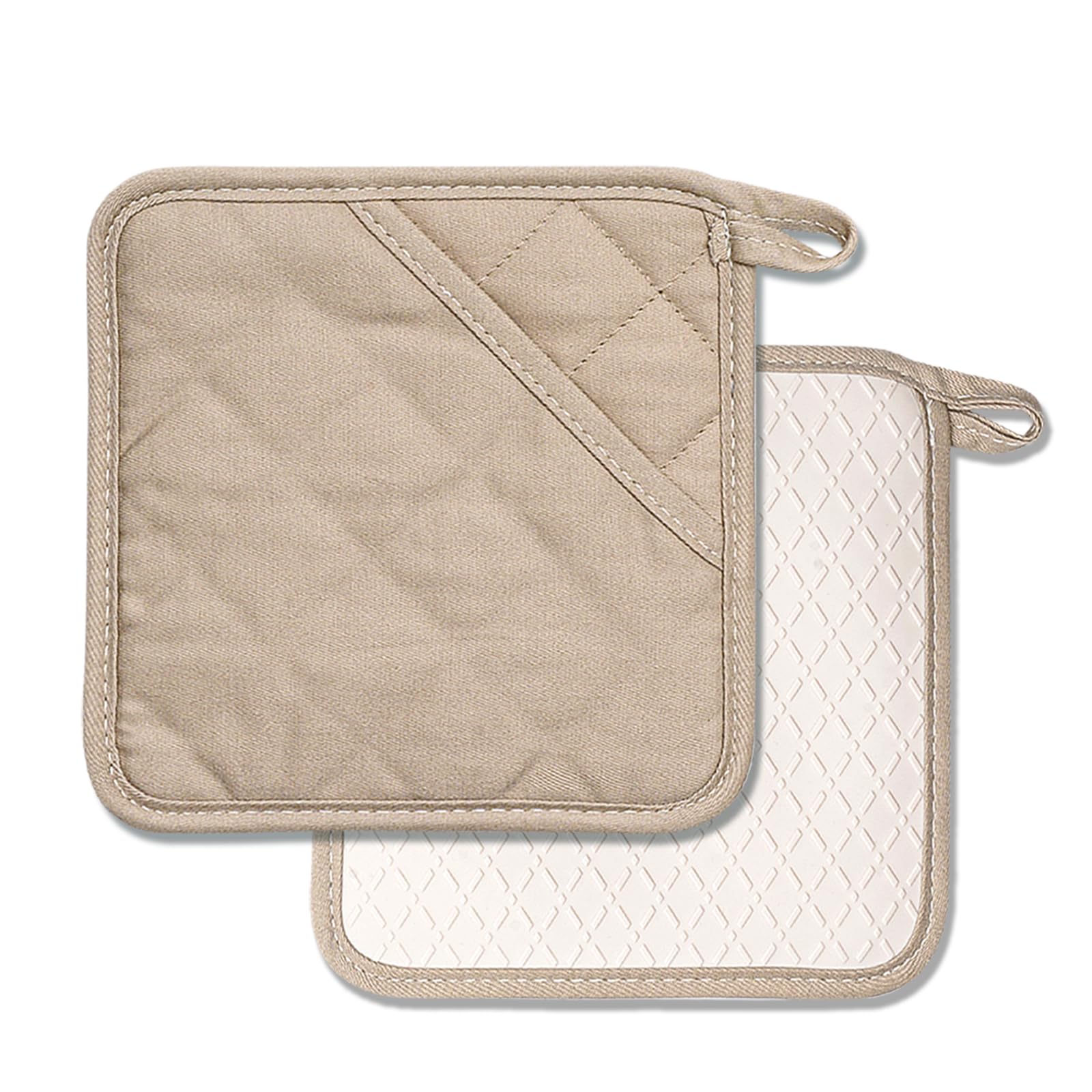 ZORR Silicone Pot Holder, 18 x 18 cm, Heat-Resistant Protective Cloths (Light Brown)