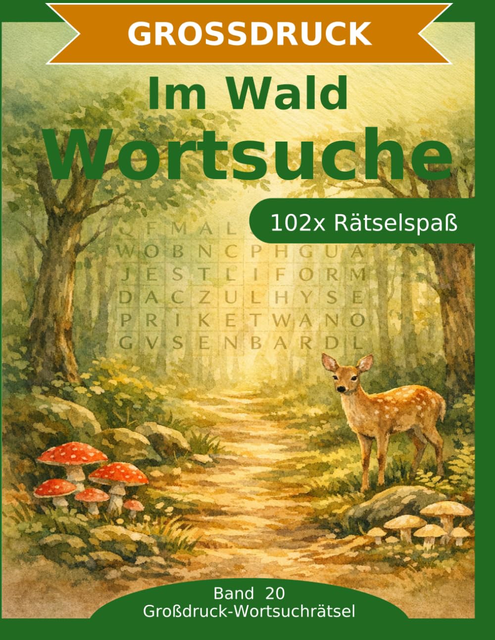Im Wald — Wortsuche in Großdruck: 102 Wortsuchrätsel mit extra großer Schrift | Gehirnjogging rund um den Wald | Geschenkidee für Oma & Opa