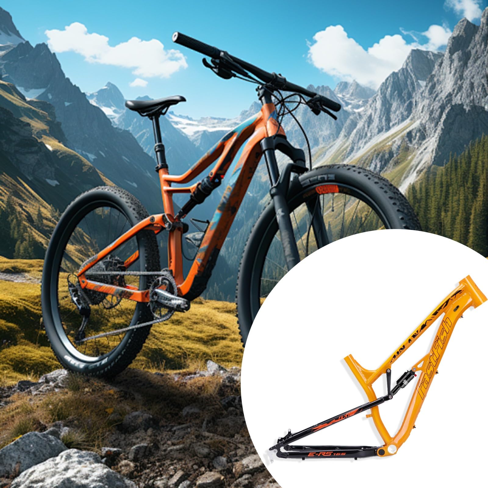 Mountain Bike Suspension Frame 27.5er Aluminum Alloy Disc Brake Bike Frame QR 135mm Softtail Mountain Bike Frame with Shock Absorber