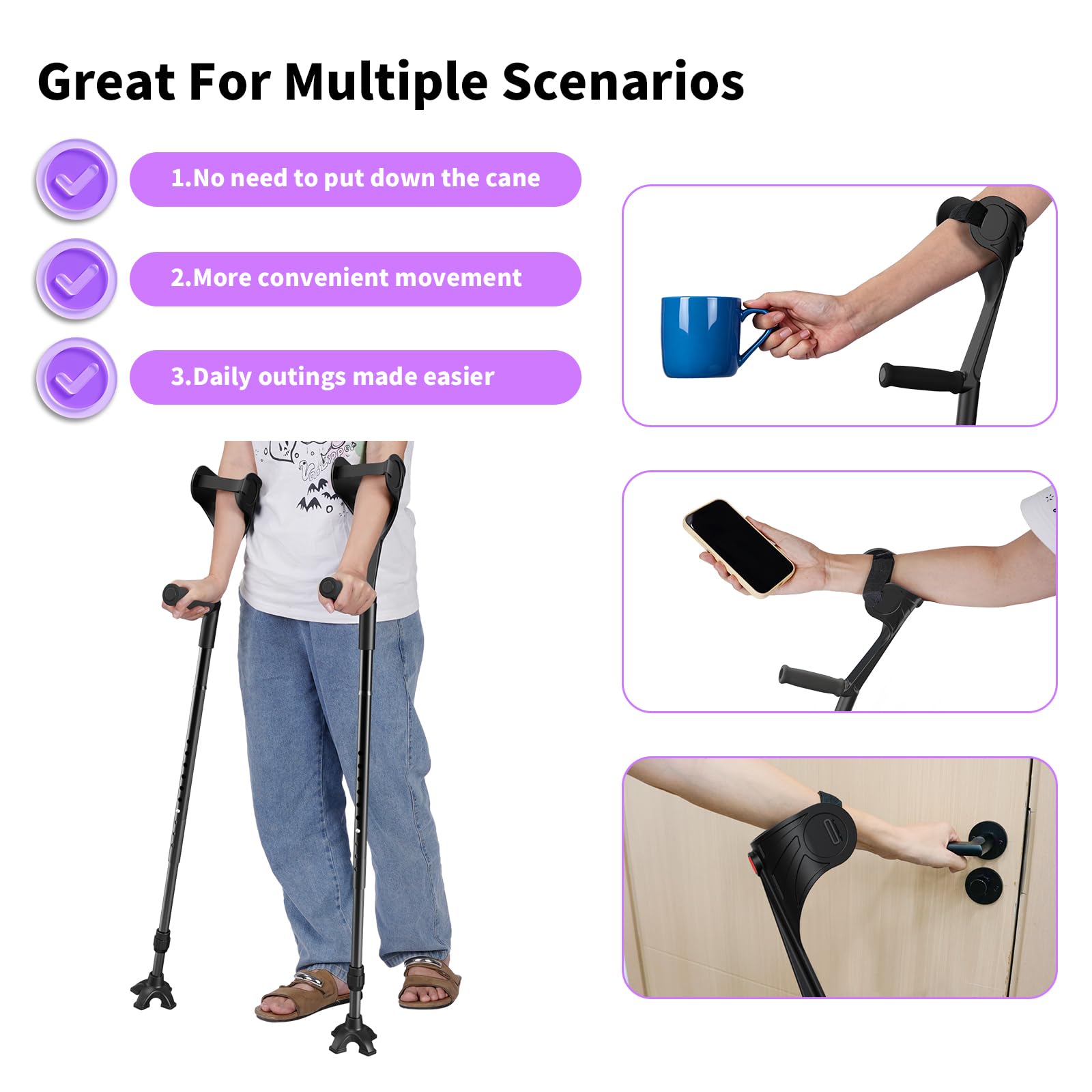 Forearm Crutches for Adults, Foldable with Ergonomic Elbow Support — Amazon image 5