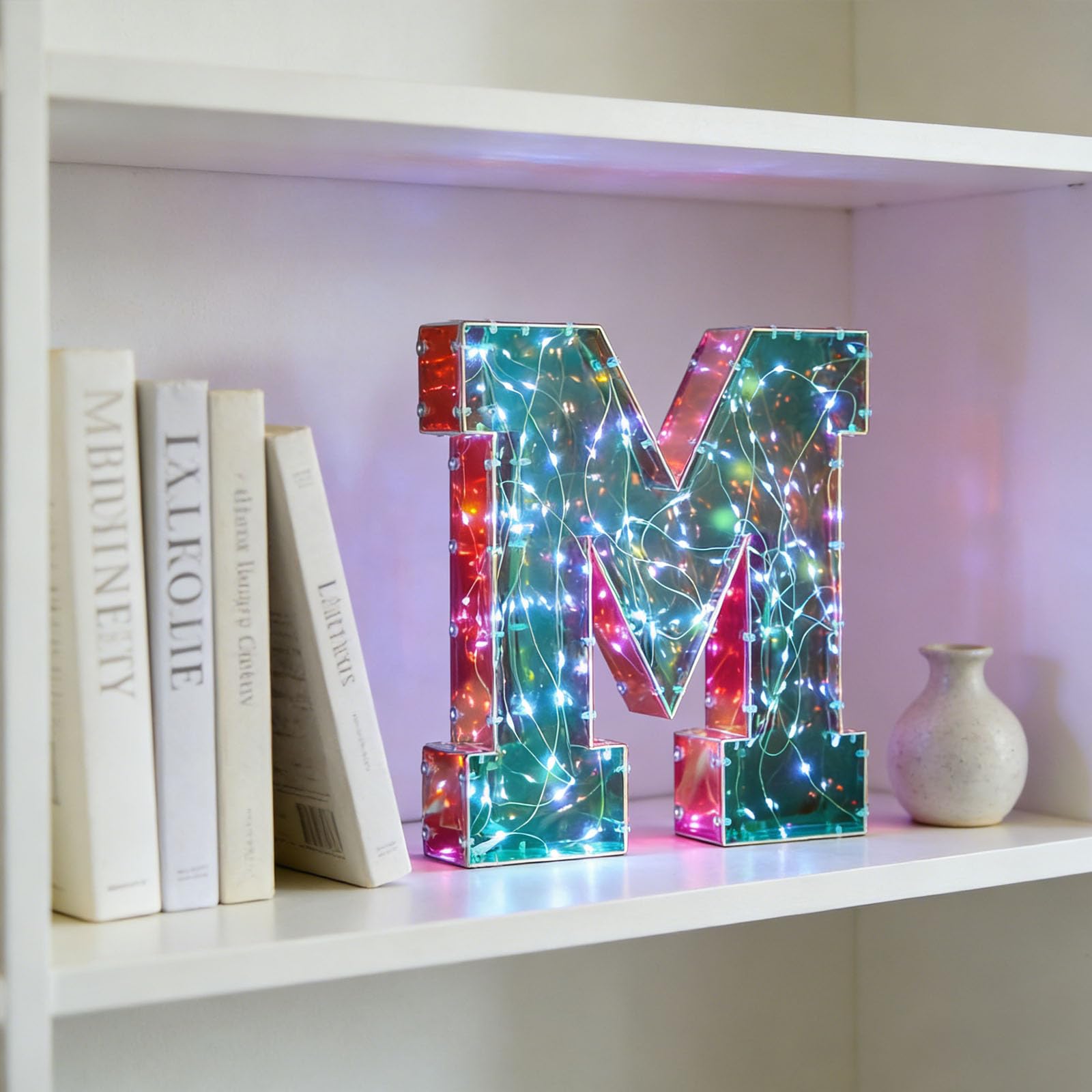 LED Marquee Sign Light Up Letters, Alphabet Light Up Letters Sign, Battery Powered LED Letter Lights for Night Light, Wedding, Birthday, Party, Music Studio Recording Room Band Decoration(Letter M) — image 1