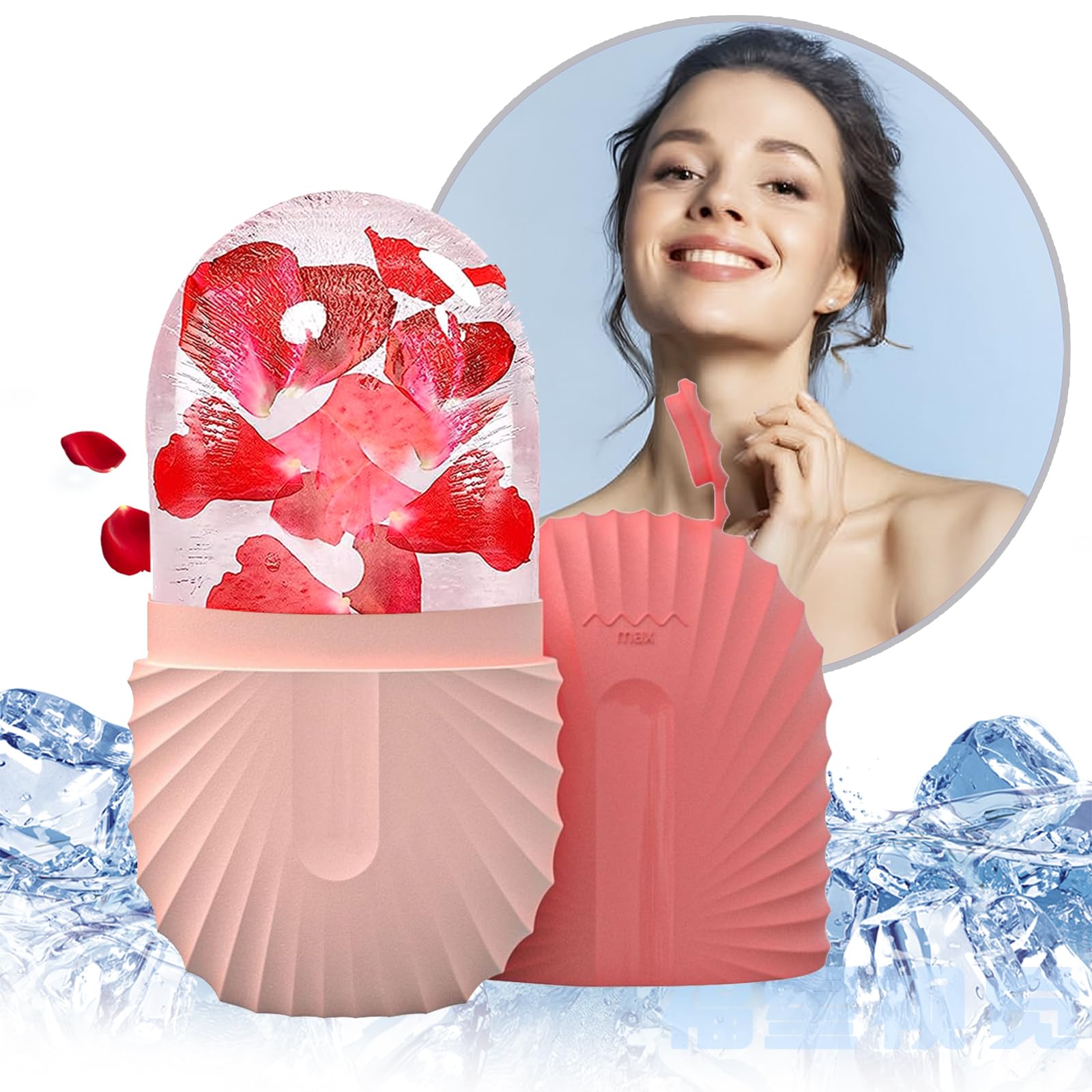 Joyeee Ice Face Roller, Ice Roller for Face and Eyes, Contour Cube Ice for Face, Facial Ice Roller Skin Care Tools for Brighten Lubricate Shrink Pores Remove Fine Lines