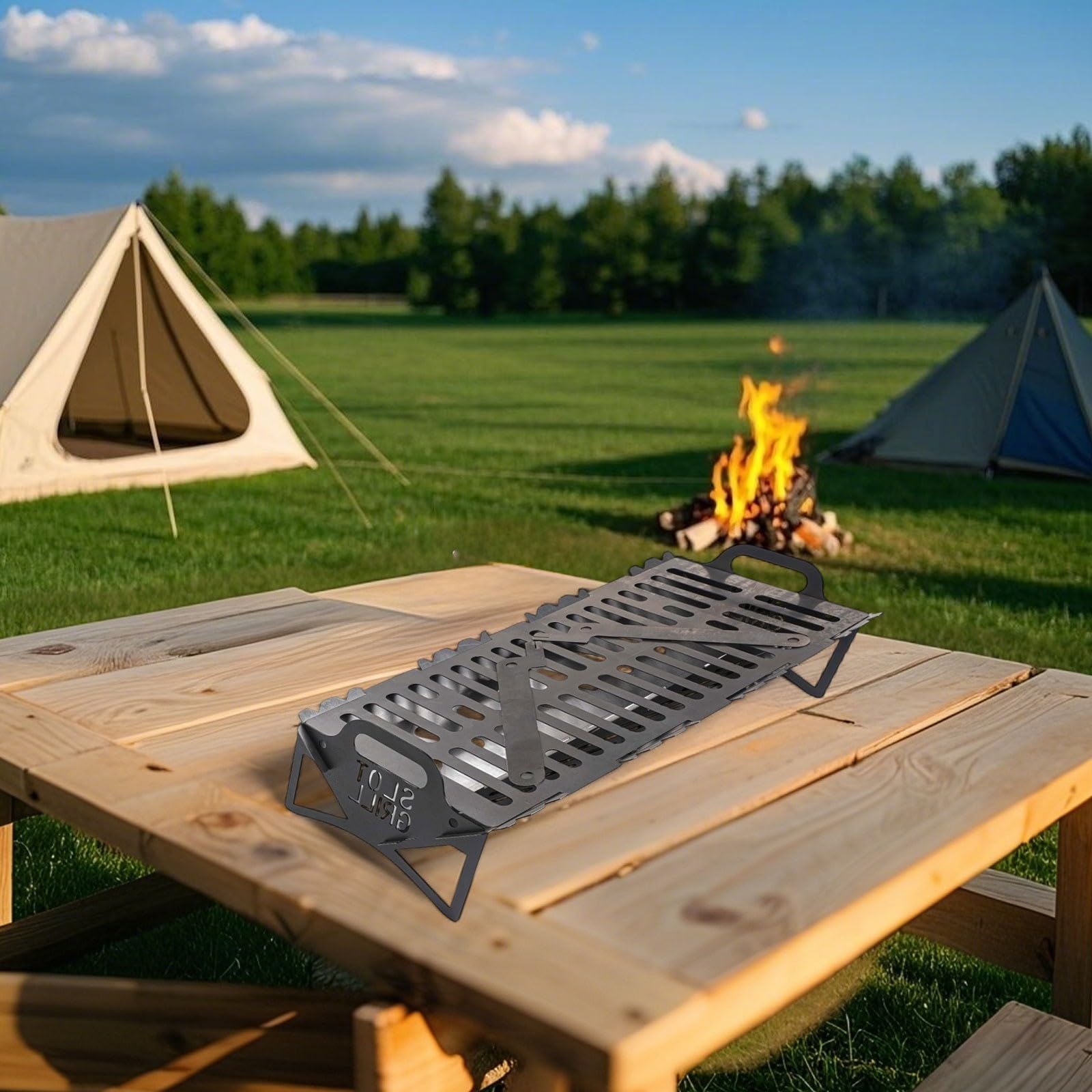 Barbecue portatile pieghevole, compatto, 40 x 22 x 10 cm, leggero, pieghevole, in acciaio, per campeggio, picnic, viaggi e cucina all'aperto
