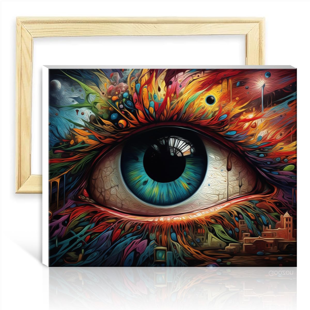 TANGFEIY Digital Painting Kits Eyes Kids Adults Wall Decor with Brushes and Acrylic Pigment on Canvas Painting for Adults Wall Decor Gifts with Frame(30x40cm)