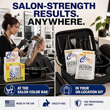 COLOR CAPTUR Professional Hair Lightener Powder 8+ Levels of Lift for Dark & Resistant Hair | Platinum & Silver Tones, Color Correction | Cruelty-Free, Made in USA | 1.3 oz Pack of 12