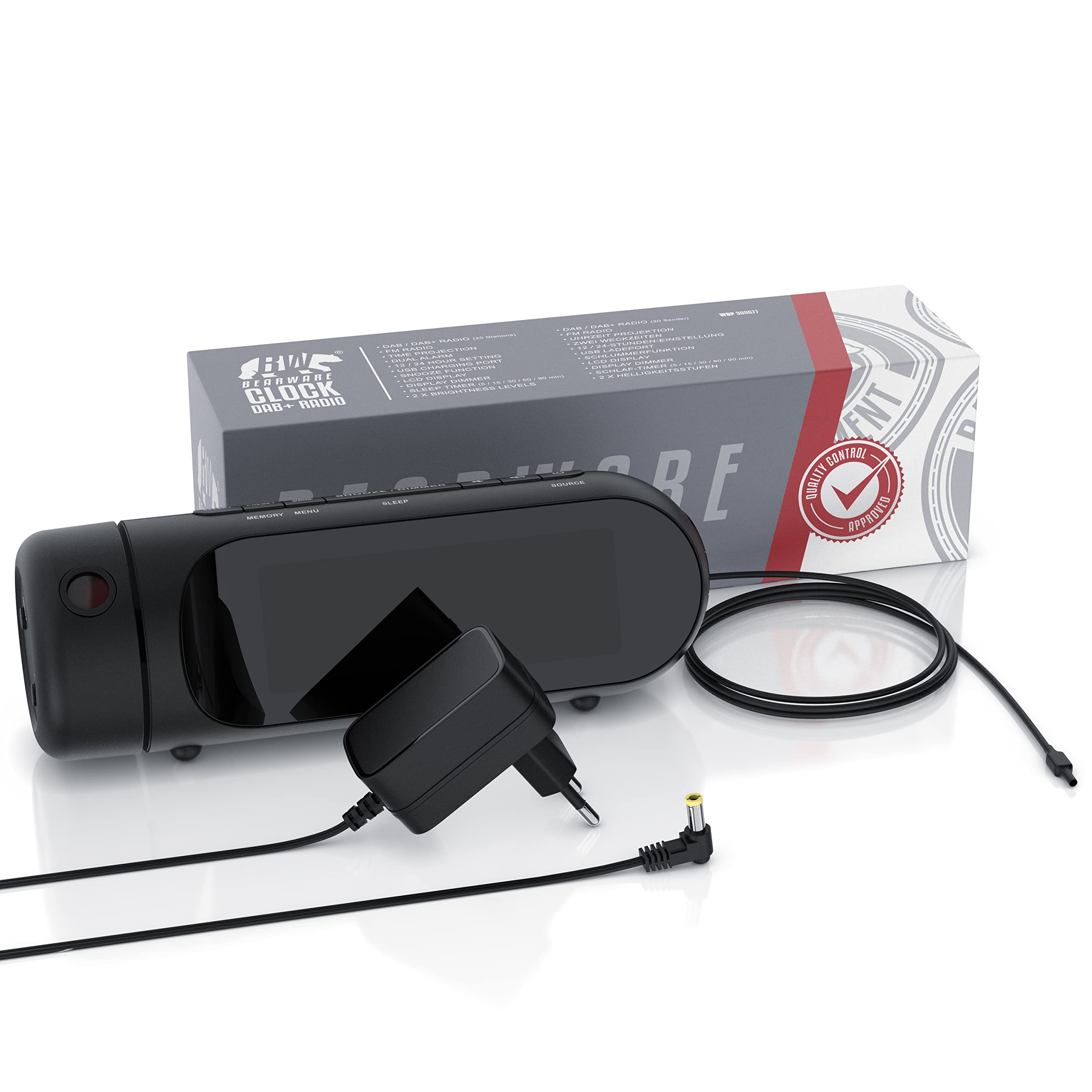 CSL - DAB Plus Radio - Radiowecker mit Projektion, Küchenradio digital, FM und DAB/DAB + Radio mit je 20 Speicherplätzen, 16 Lautstärkestufen, Wecker, 4 Helligkeitsstufen, Projektionswecker