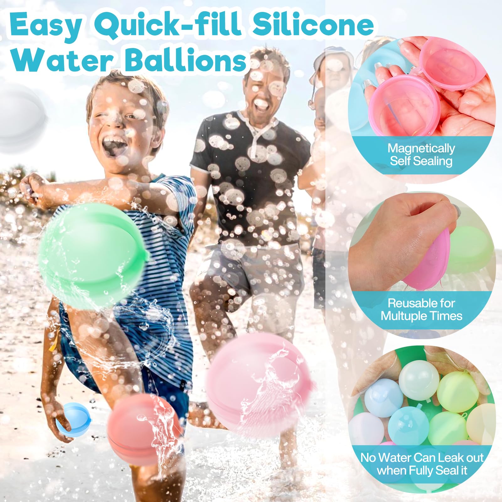 Purpledi 36 PCS Palloncini d'acqua Riutilizzabili, Autosigillanti e Riempimento rapido gavettoni, Bombes D'acqua a Riempimento Rapido per Feste Estive Piscina Spiaggia Giardino Palloncini Gioco