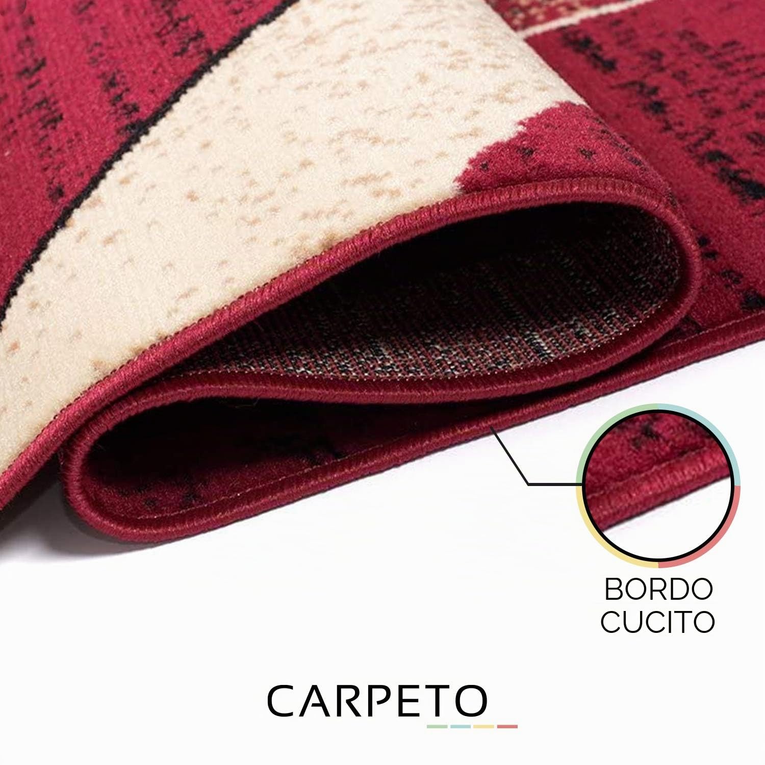Carpeto Rugs Tappeto Salotto Moderno Pelo Corto - Tappeti Camera da Letto - Tappeti Moderni Soggiorno - Tappeti Salotto Grandi Dimensioni - Rosso - 140 x 200 cm