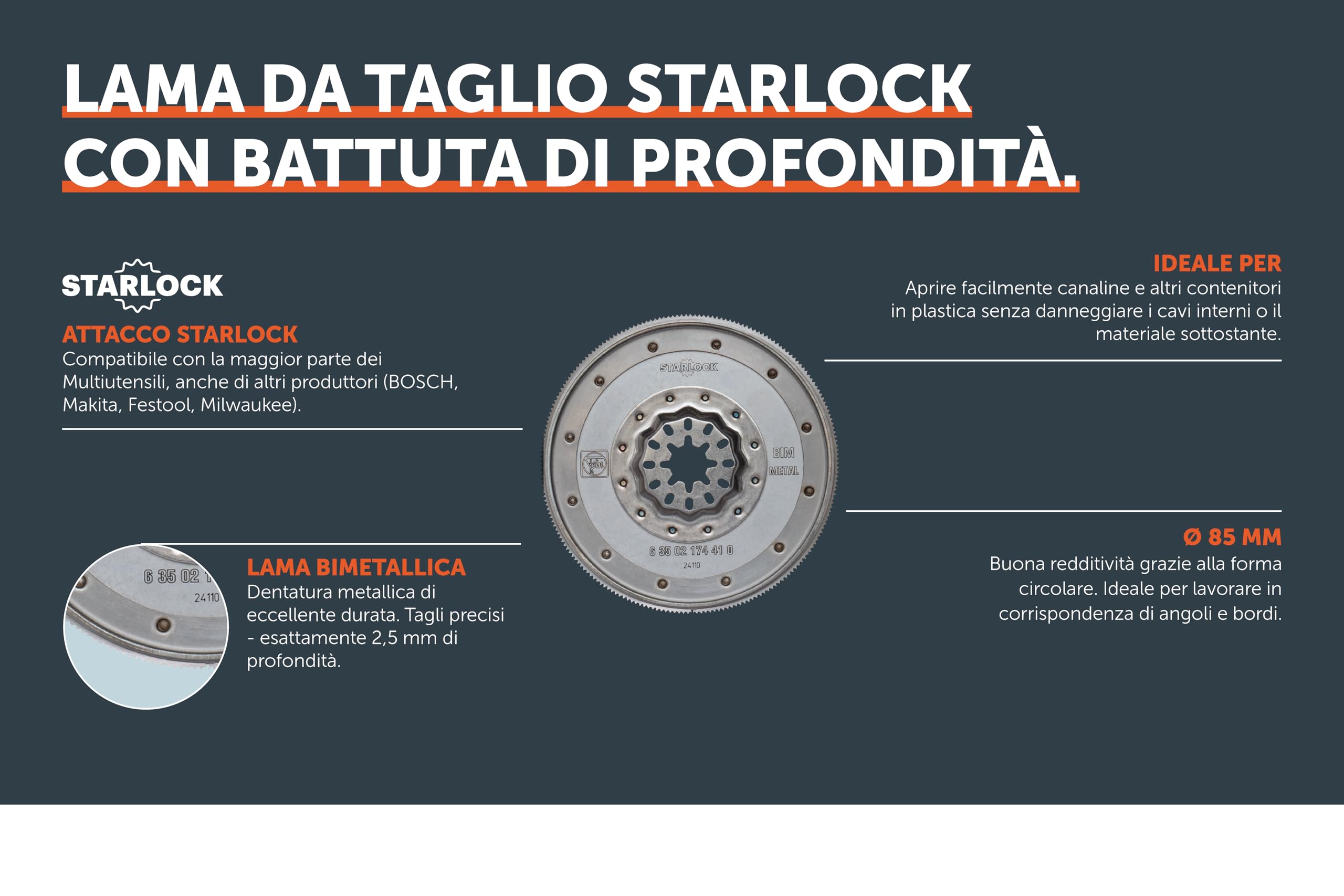 FEIN Lame de Scie porte-outil Starlock avec butée de profondeur, pour ouvrir facilement des chemins de câbles et d'autres conteneurs en plastique