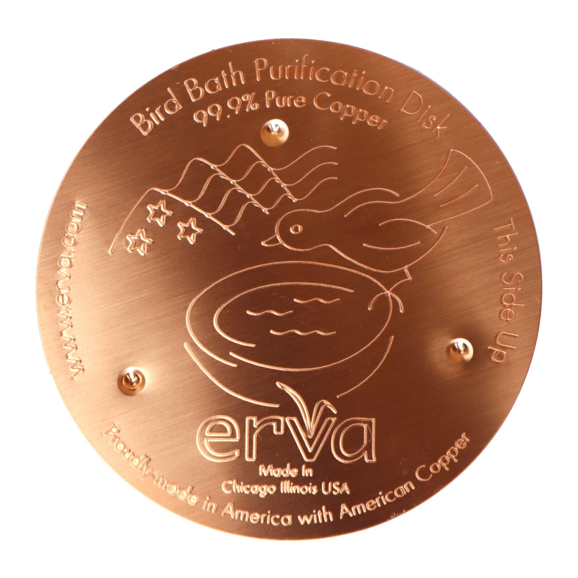 Erva 3-Pack Copper Bird Bath Purification Disk - Made in USA and Maker of The Original - Natural Chemical-Free Bird Bath Purification