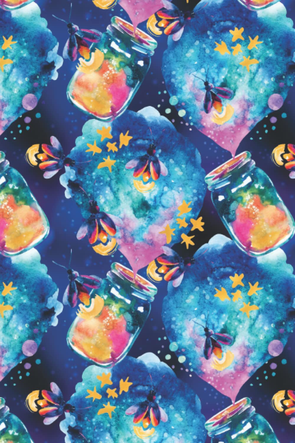 Fireflies in Jars Stars Notebook Journal Blank Wide Ruled Pages Paper Composition Book Daily Planner Notes