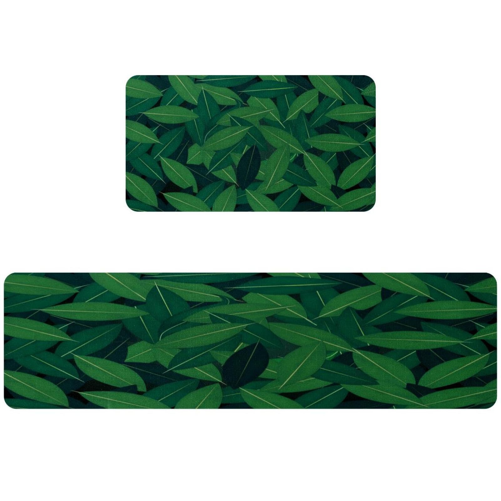 Alfombrillas de cocina antideslizantes VAPOKF con patrón de hojas verdes en pack de 2 unidades