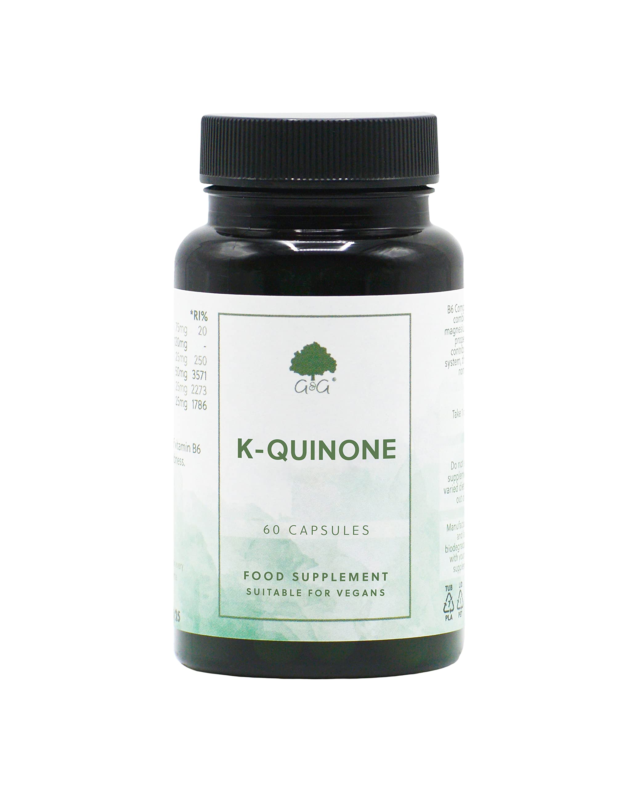 G&G Vitamins K-Quinone - K1 & K2-60 Vegan Capsules