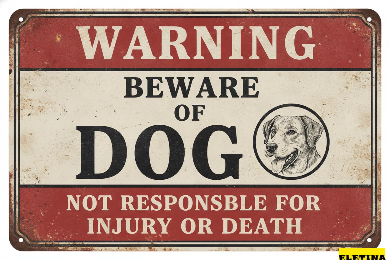Tin Sign for Man Cave Beware Of Dog Border Collie Metal Warning Beware Of Dog S Fence Outdoor Farm Garden Gate Home Yard Decor 8x12 Inch Private Property Decorative