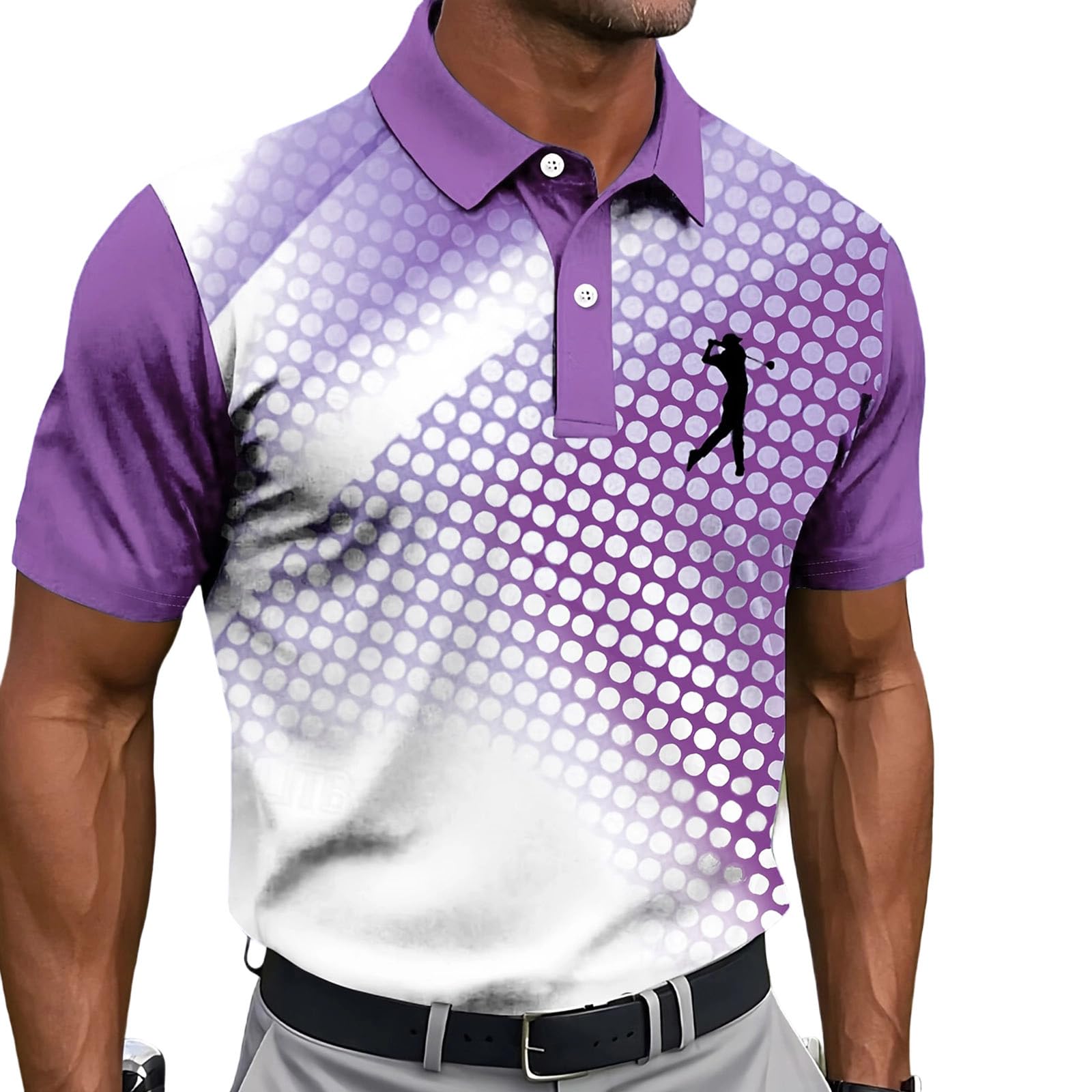 Men's Golf Polo Shirt T-Shirt Gradient Plaid Party Casual Short Sleeve Shirts Quick Dry Moisture Wicking Athletic Shirt — view 22