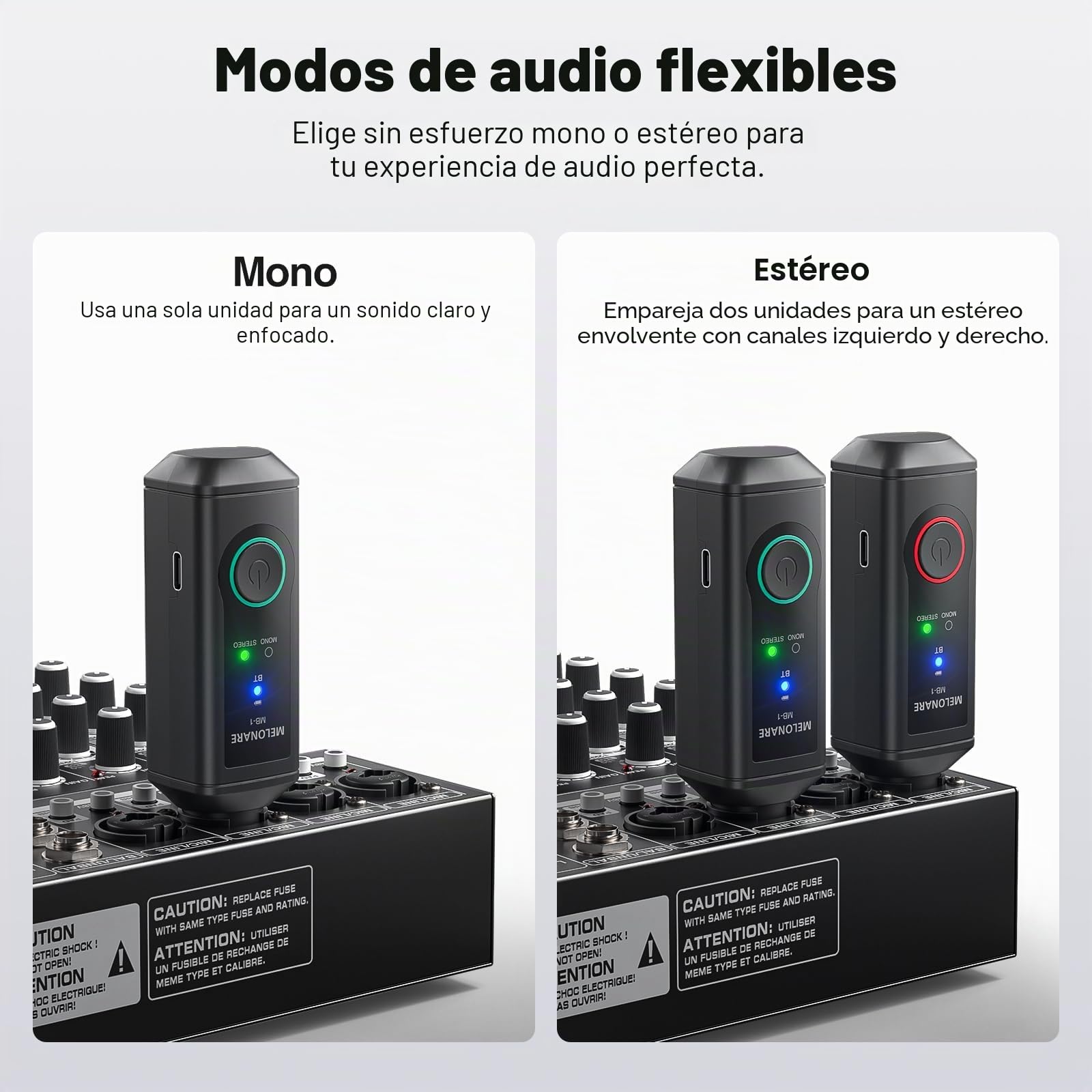 MELONARE Receptor Bluetooth XLR BT 5.3 Mono/Estéreo 15 h MB-1 | Batería 15 h, audio Hi-Fi, alcance 150 ft, adaptador Bluetooth para altavoces, PA, mezcladores, DJ