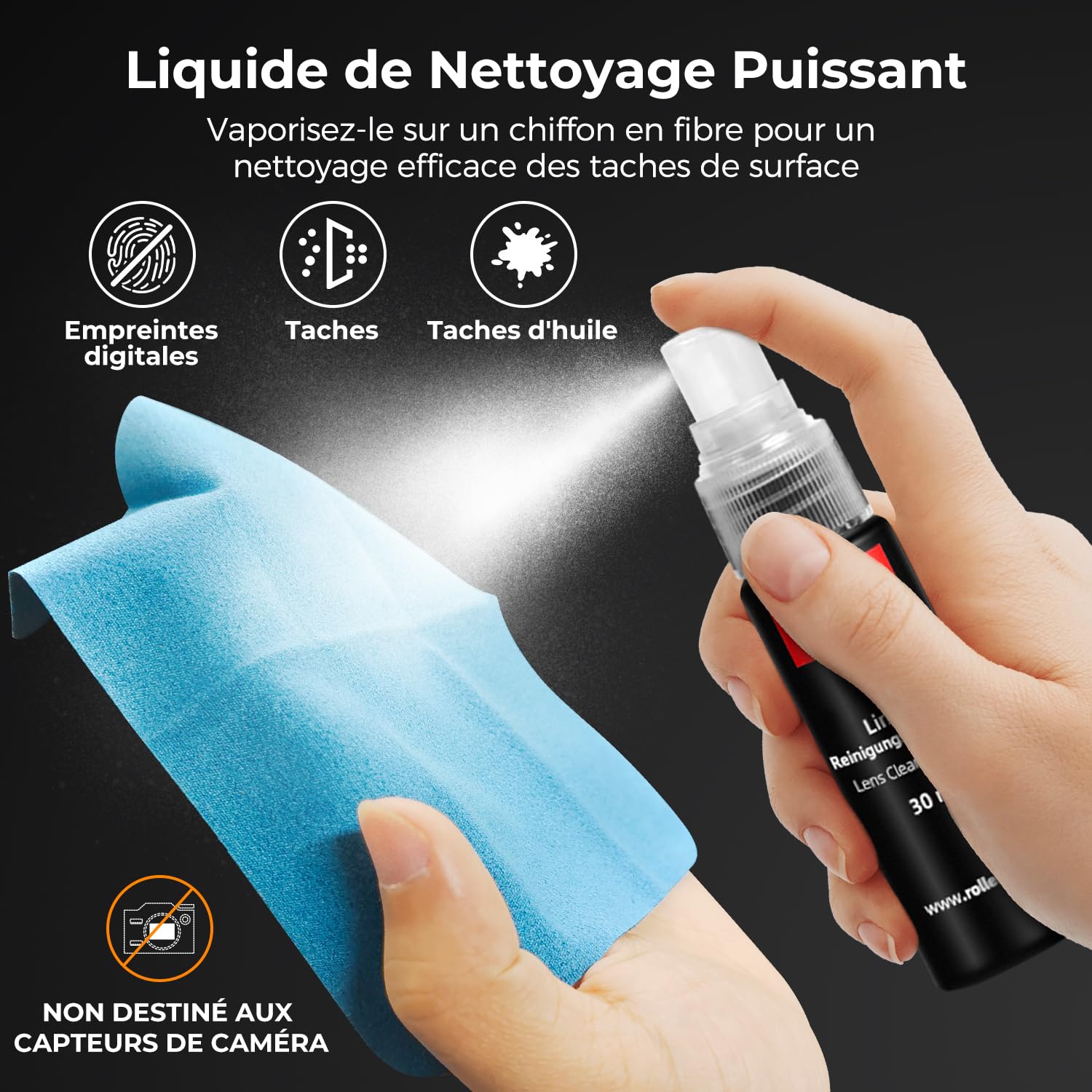 Kit Nettoyage Appareil Photo Voyage, Rollei 7 en 1 Kit de Nettoyage Appareil Photo Reflex avec Lenspen/Soufflette Photo/Chiffons/Liquide Objectif Accessoire Photo de Nettoyage pour Nikon Sony Canon