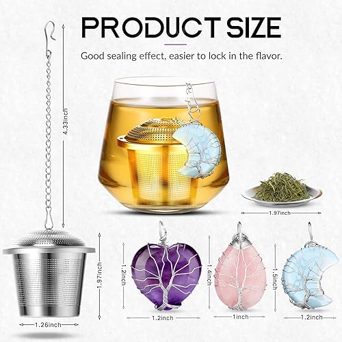 Miniatura 8 de Infusores de té para té suelto, 3 juegos de hojas sueltas, colador de té de acero inoxidable para soporte de té suelto, filtro de malla de té con