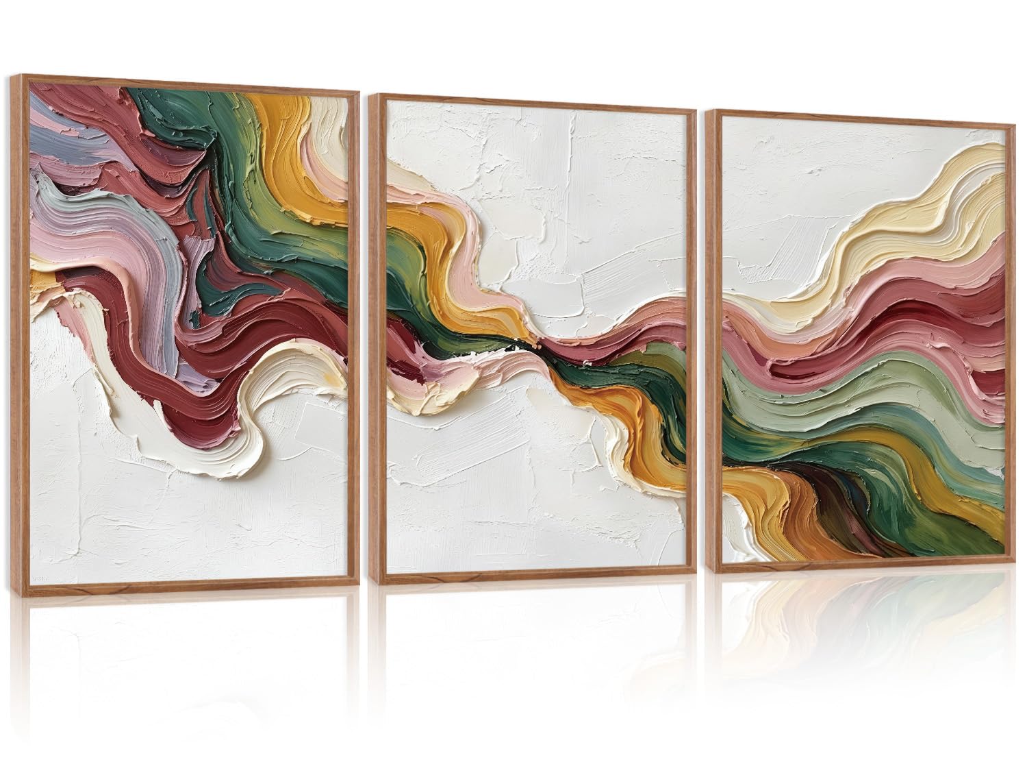 CHDITB 3D Textured Abstract Wave Framed Wall Art