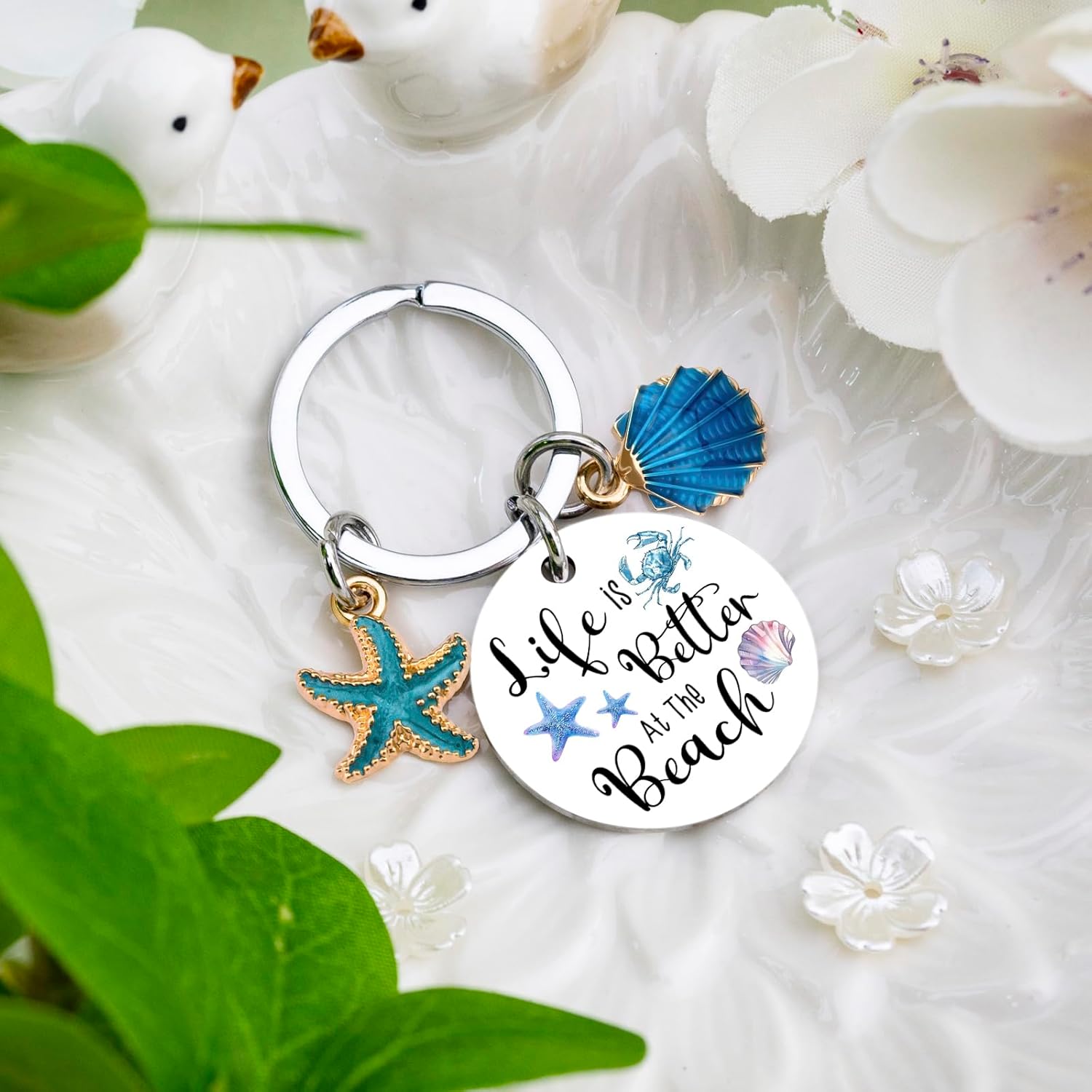 Beach Gifts for Women Seashell Keychain Beach Stuff for Teen Girls Ocean Themed Gifts for Birthday Christmas Beachy Keychain for Her - Image 3