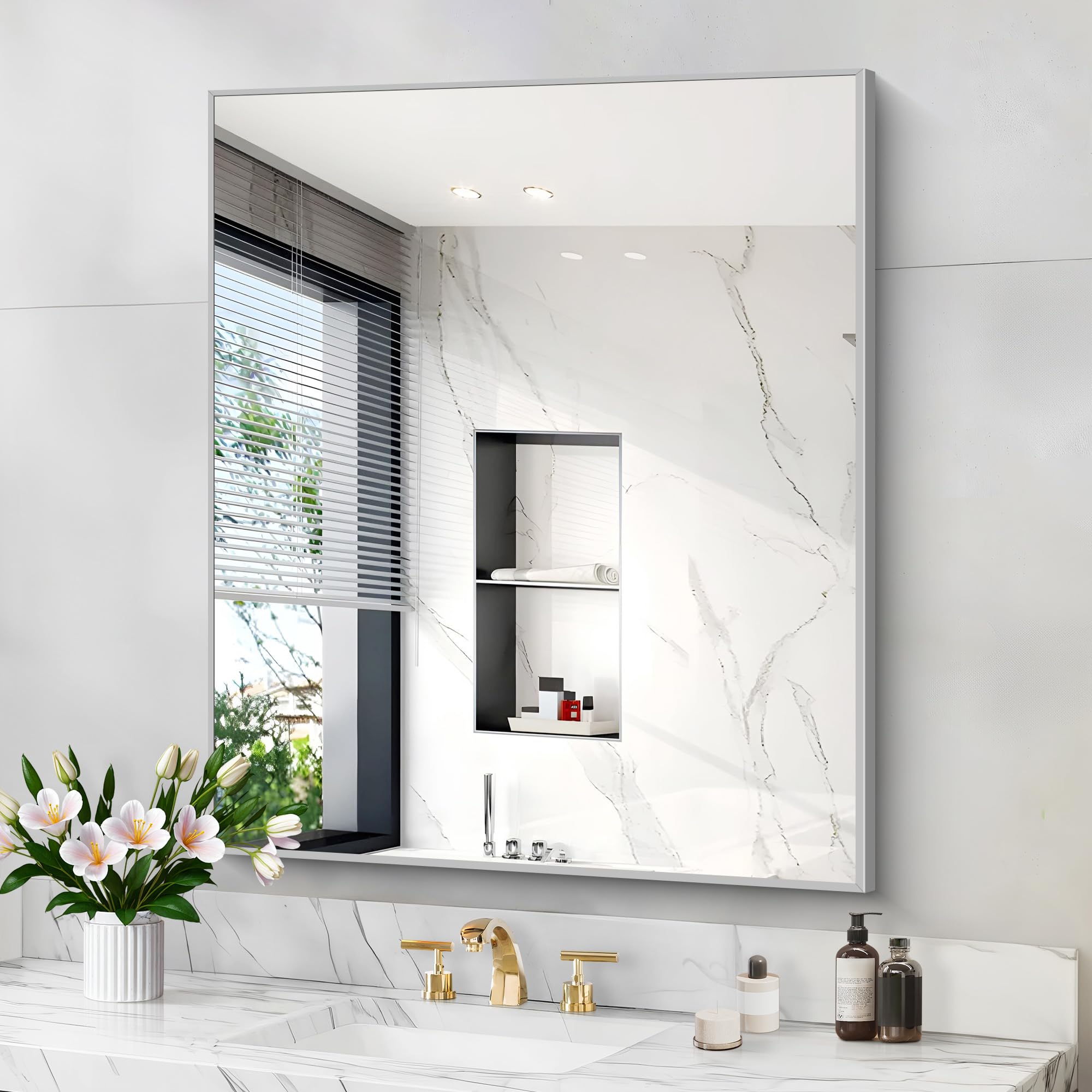 COFENY Silver Bathroom Mirror 30x36