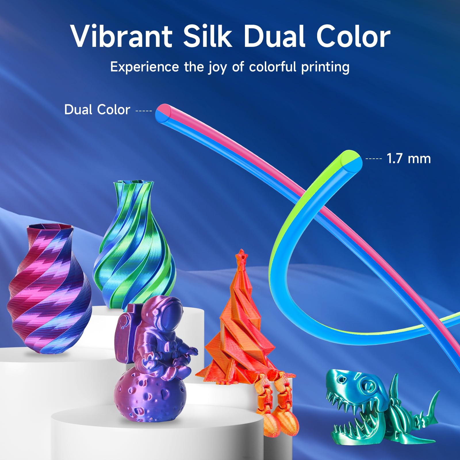 Filament 3D PLA, 20 szt. dwukolorowy filament 3D Pen 1,75 mm, po 5 m z szablonami 3D dla dzieci i dorosłych, akcesoria do długopisów 3D, filament do drukarek 3D do ODRVM, Tecboss, Lovebay