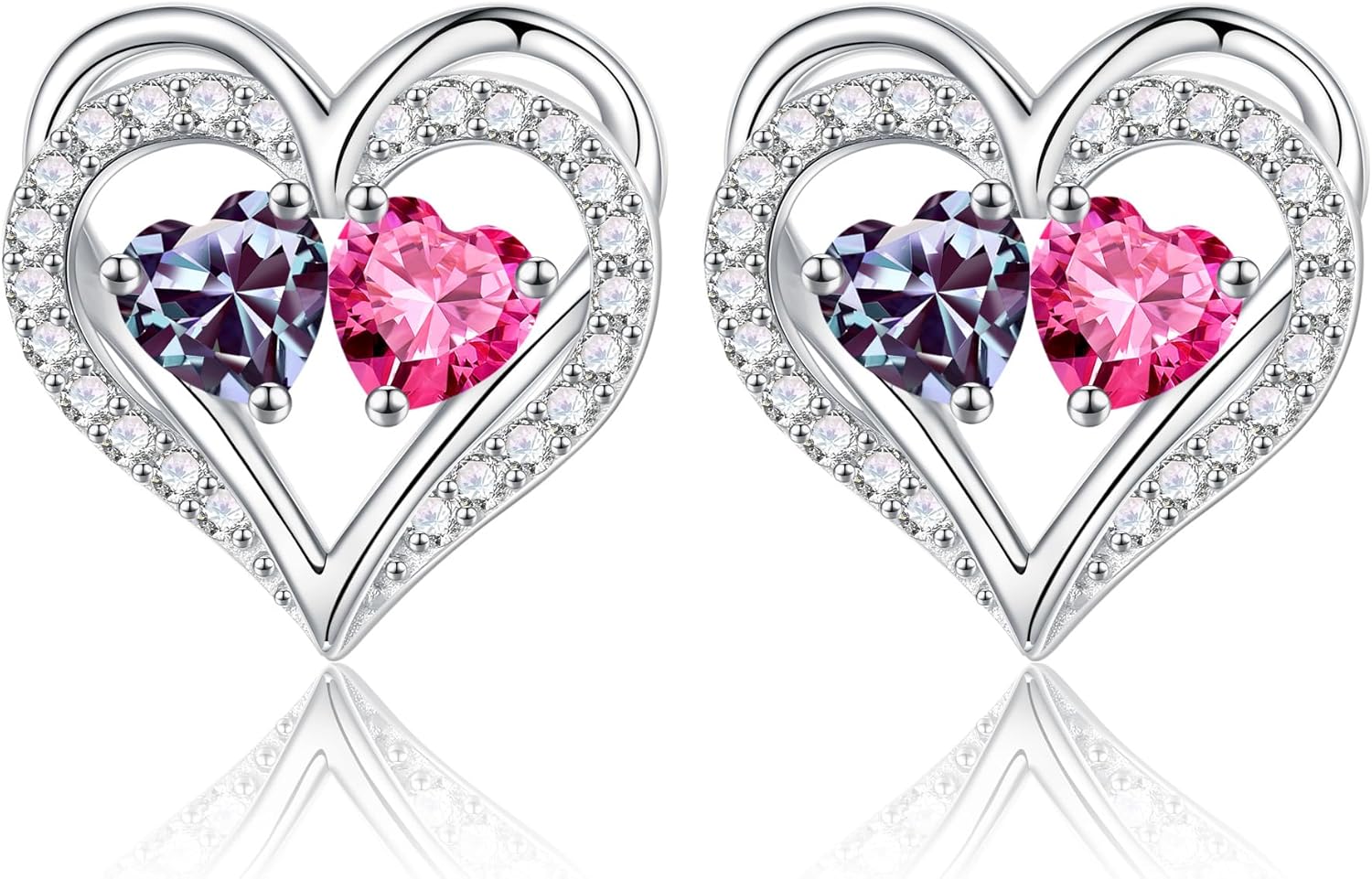 Iefil Valentines Day Gifts for Her - 925 Sterling Silver Birthstone Earrings, Anniversary Birthday Gifts for Women Wife Girlfriend Mom