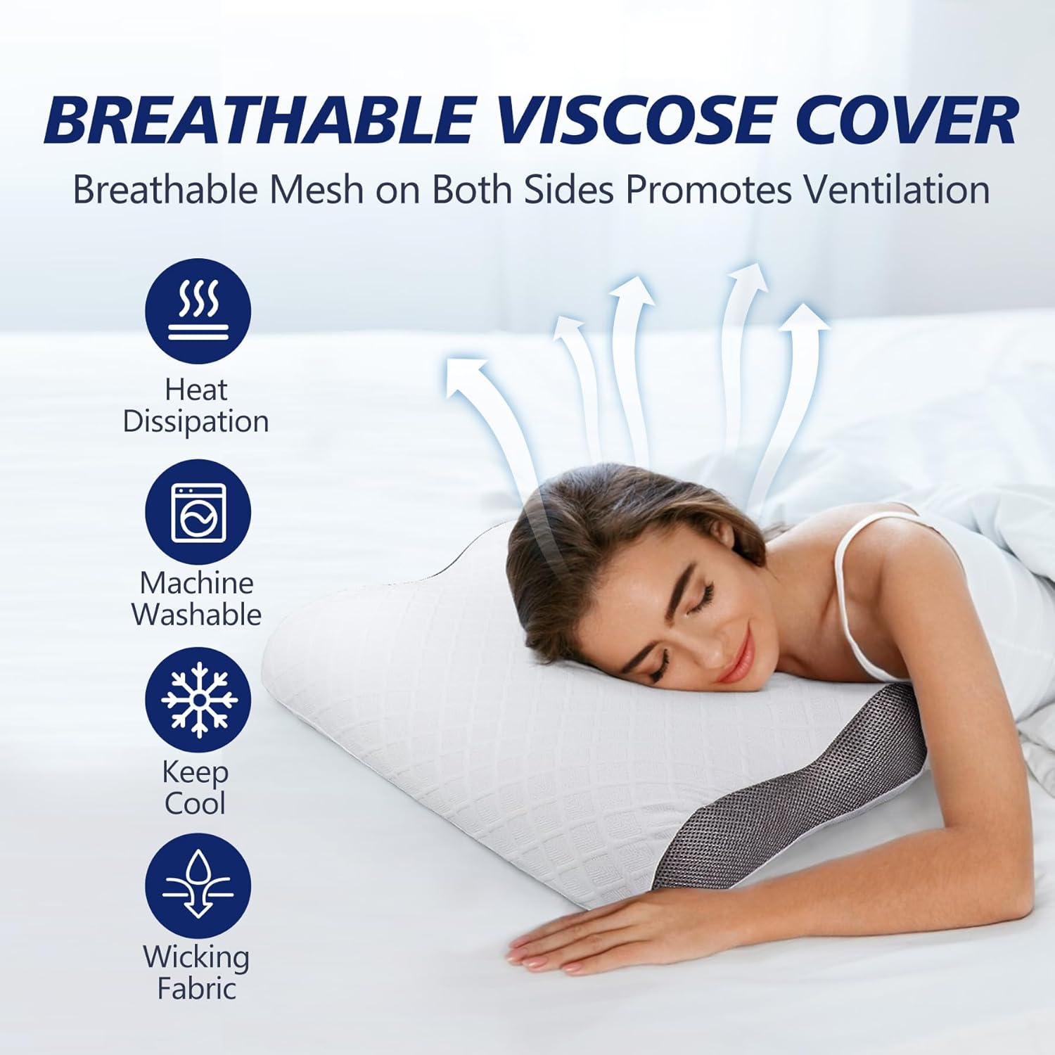 Memory Foam Bed Pillow for Sleeping, Ergonomic Cervical Neck Support Orthopedic Contour Pillow for Side Back Stomach Sleeper, Neck and Shoulder Pain Relief Anti Snoring Pillow (Standard, 1)