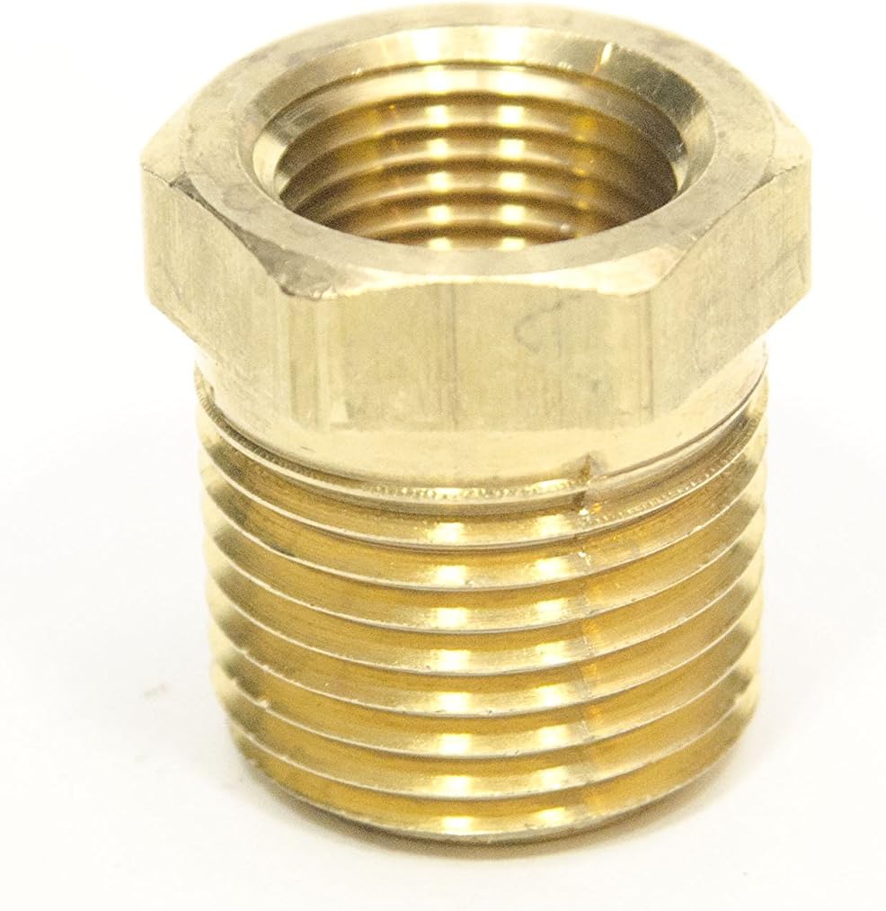 FasParts 1/2" NPT Male NPT MIP MPT x 1/4" NPT Female FIP FPT Reducer Bushing Brass Fitting Fuel/Air/Water/Boat/Gas/Oil WOG