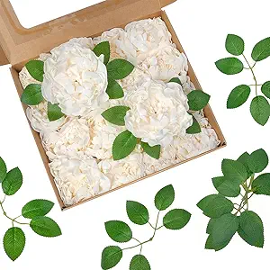 16pcs 4" Peonies Artificial Flowers Bulk, Cream Fake Peony Foam Flowers, Silk Peonies Faux Bouquet for Floral Arrangement Wedding Bridal Flower Cake Decorative Flower Table Centerpieces