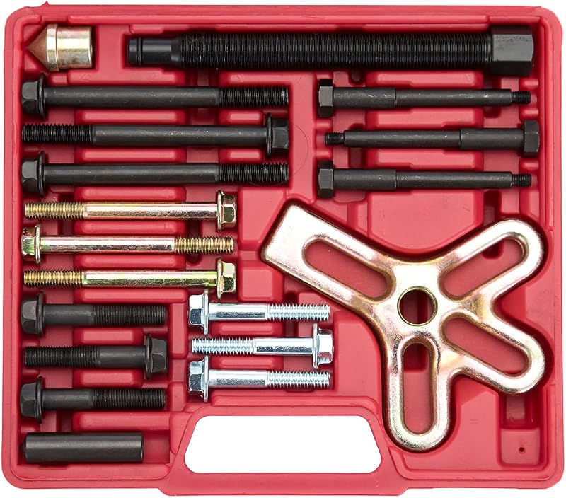 OEMTOOLS 27187 Kit de extractor de equilibrador armónico, elimina equilibradores armónicos, amortiguadores, extractor de polea, herramienta extractora para uso con motores GM 3300 y 3800 V6, incluye pernos métricos y SAE